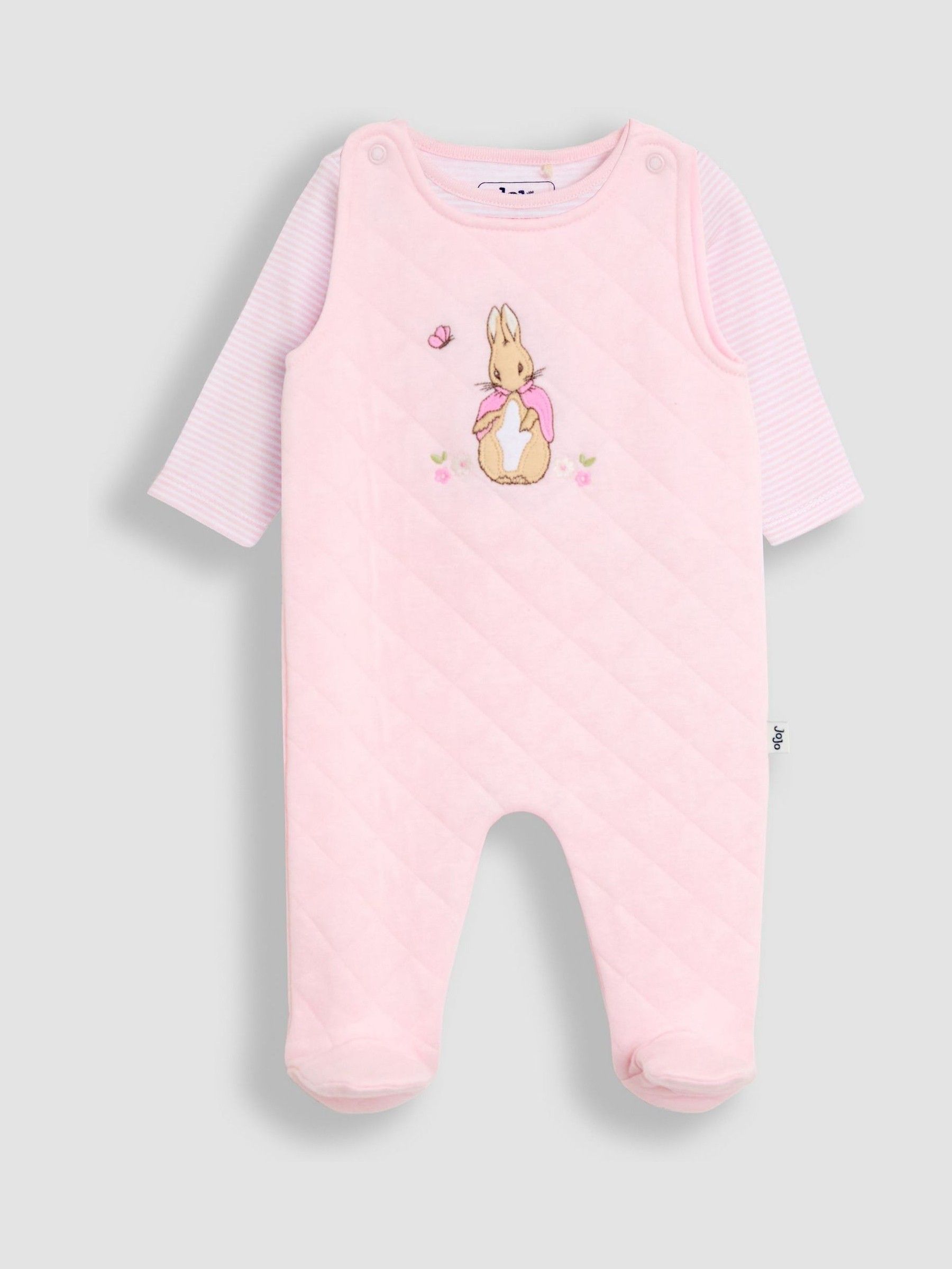Pale Pink Flopsy Quilted 2-Piece Dungaree Set - Image 1 of 6