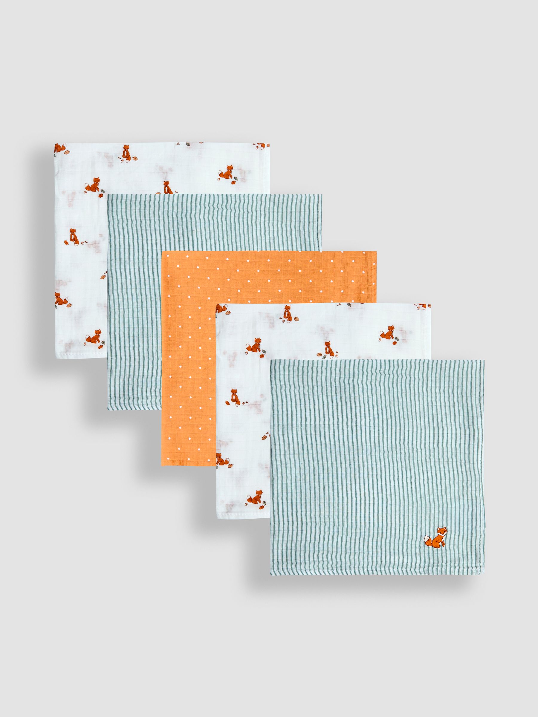 Orange Fox 5-Pack Muslins - Image 2 of 7