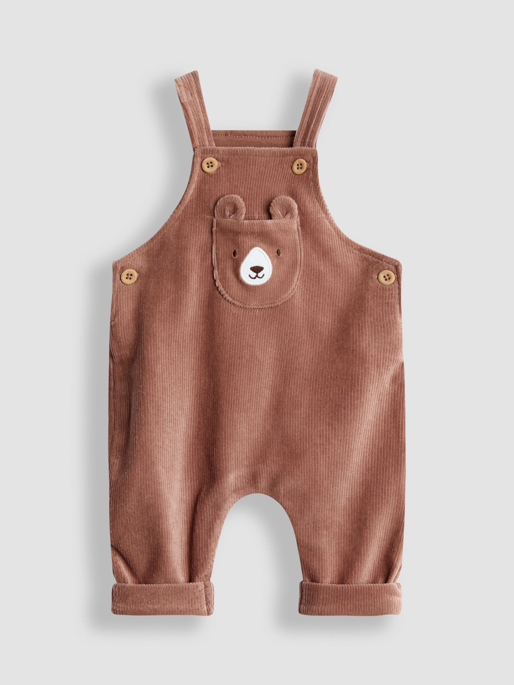 Brown Rib Velour Character Dungaree & Body Set - Image 2 of 6