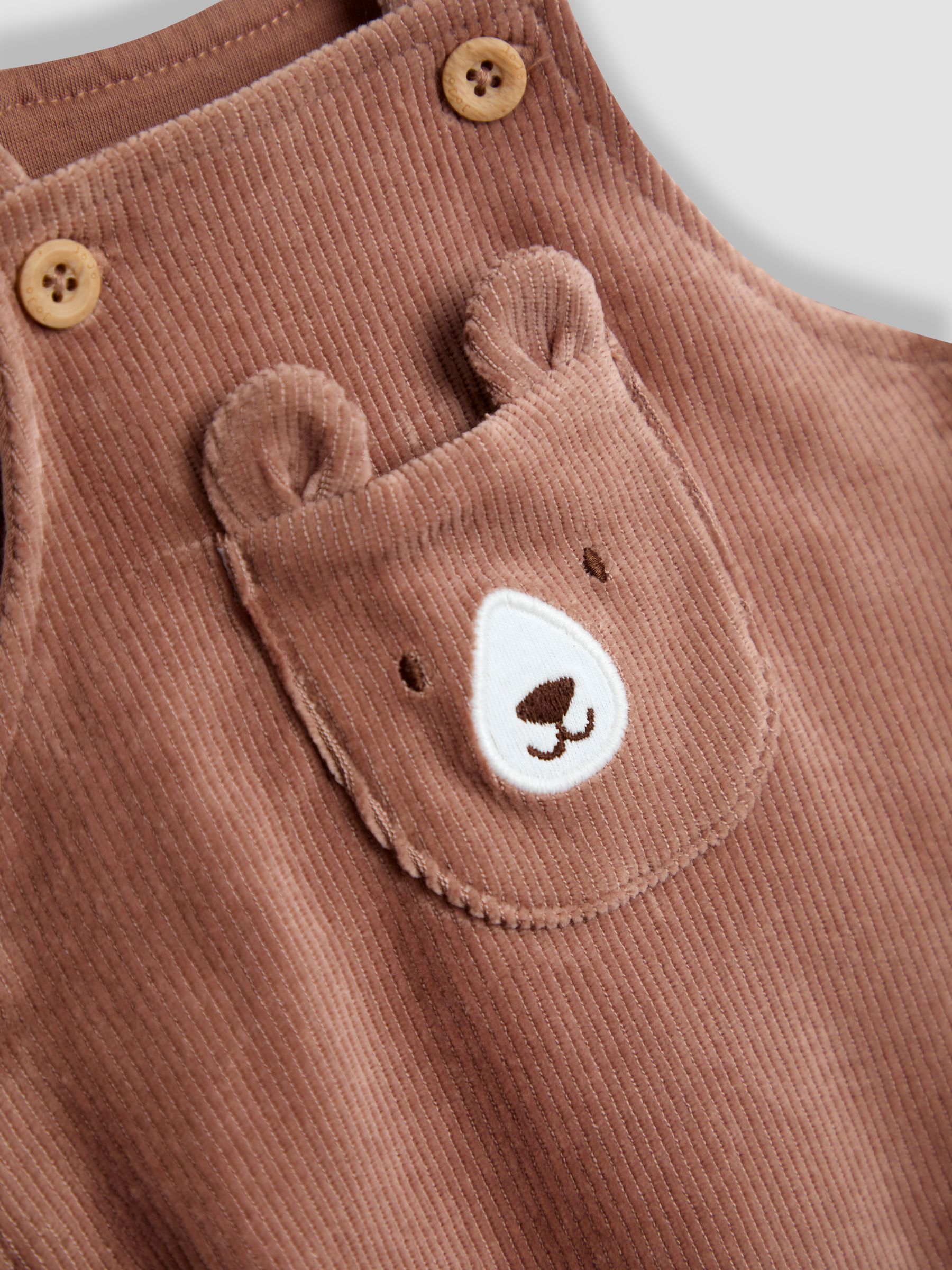 Brown Rib Velour Character Dungaree & Body Set - Image 6 of 6