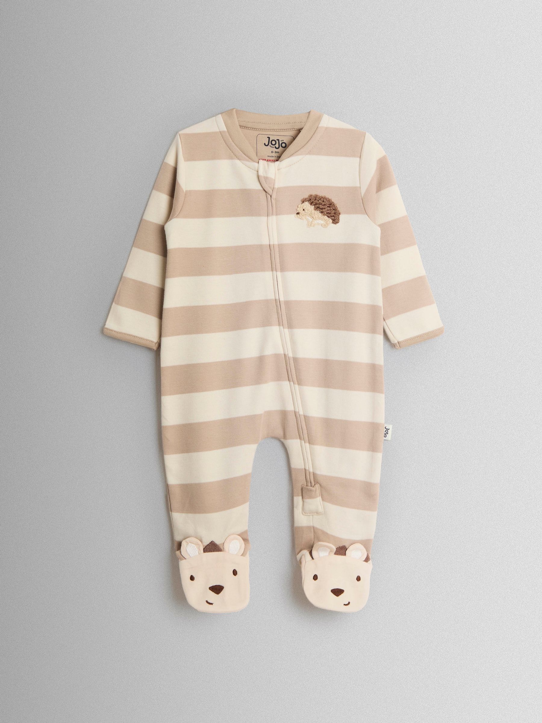 Brown Hedgehog Wide Stripe Character Footed Sleepsuit - Image 1 of 5