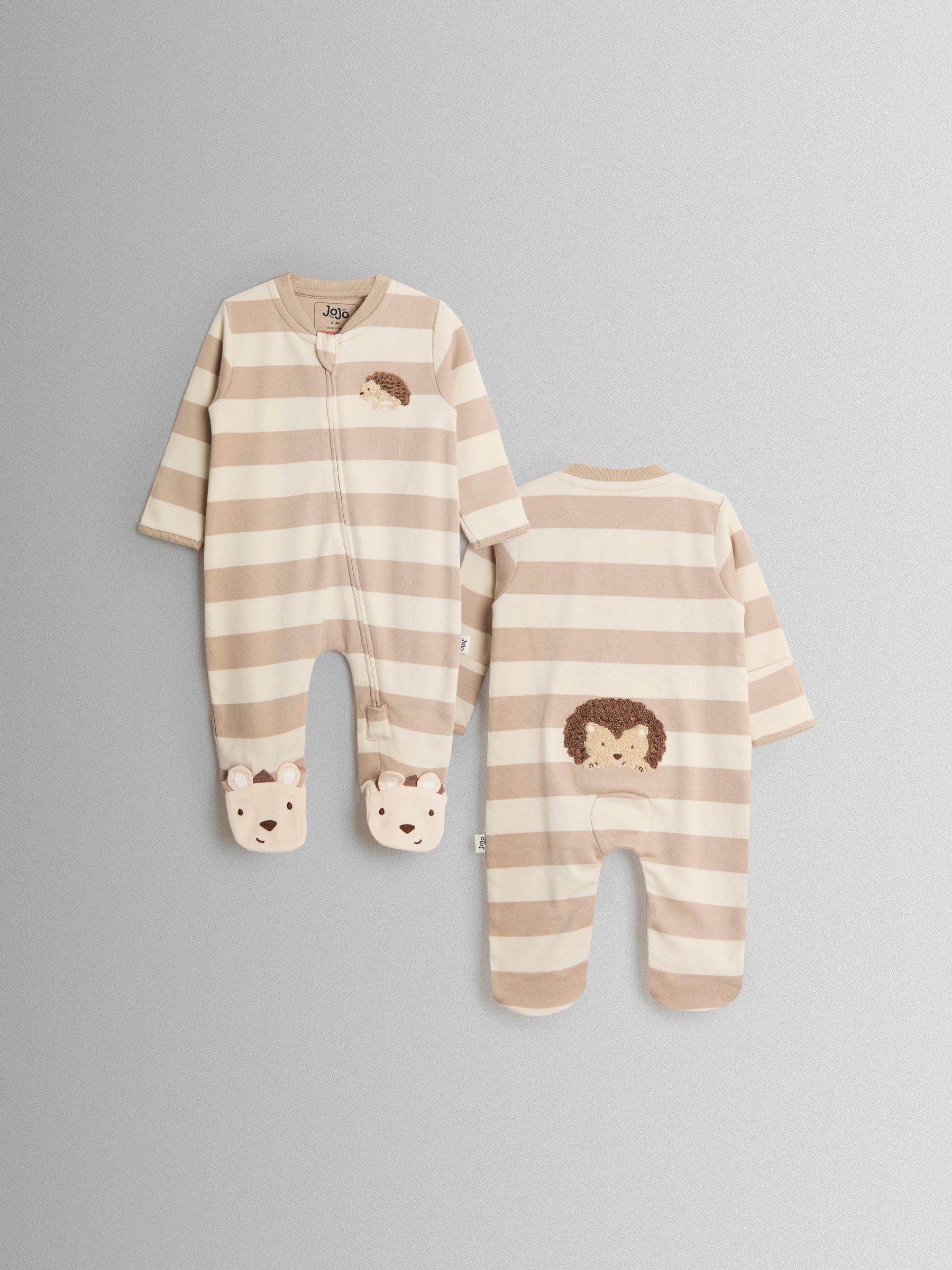 Brown Hedgehog Wide Stripe Character Footed Sleepsuit - Image 2 of 5