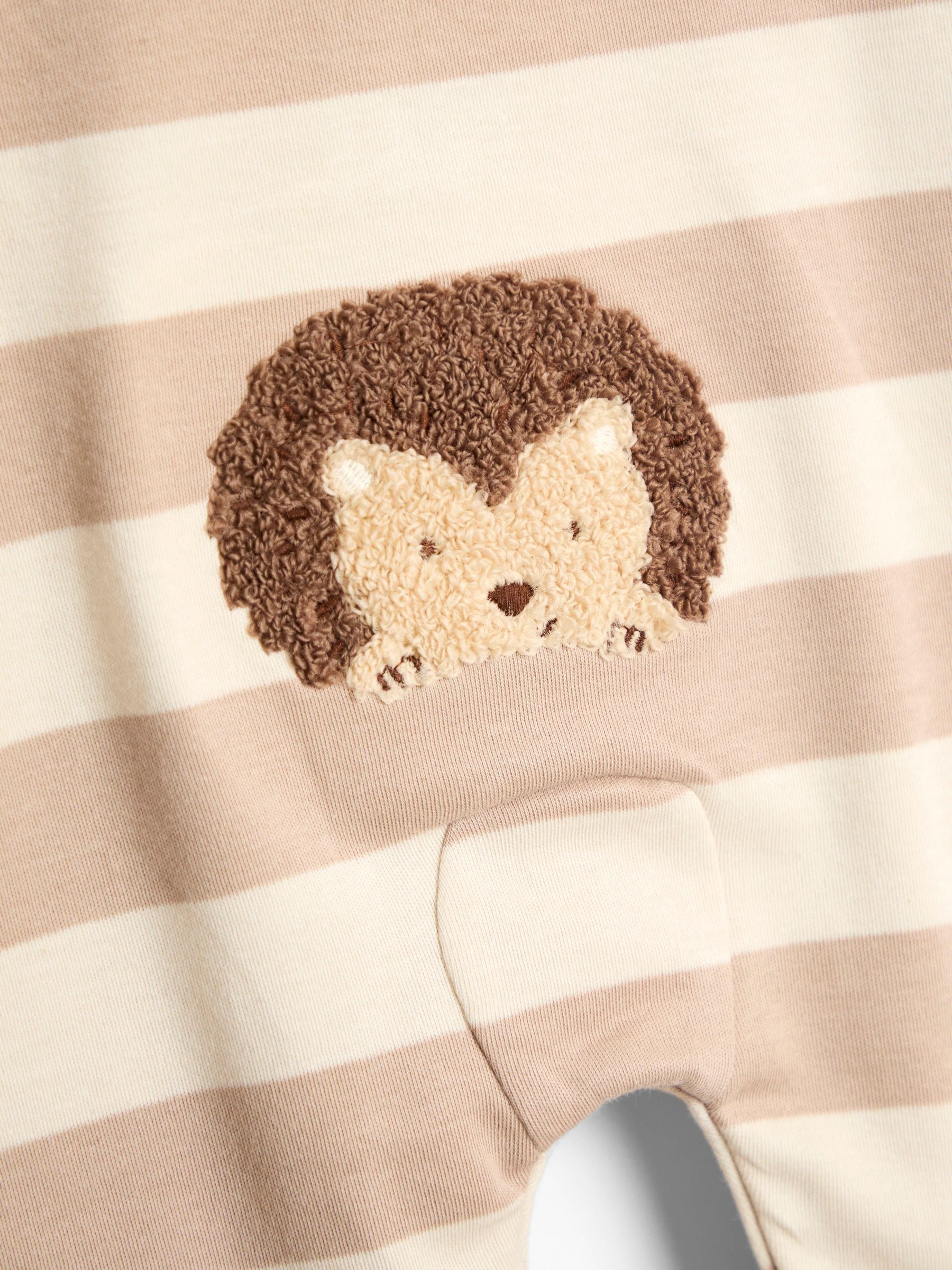 Brown Hedgehog Wide Stripe Character Footed Sleepsuit - Image 3 of 5