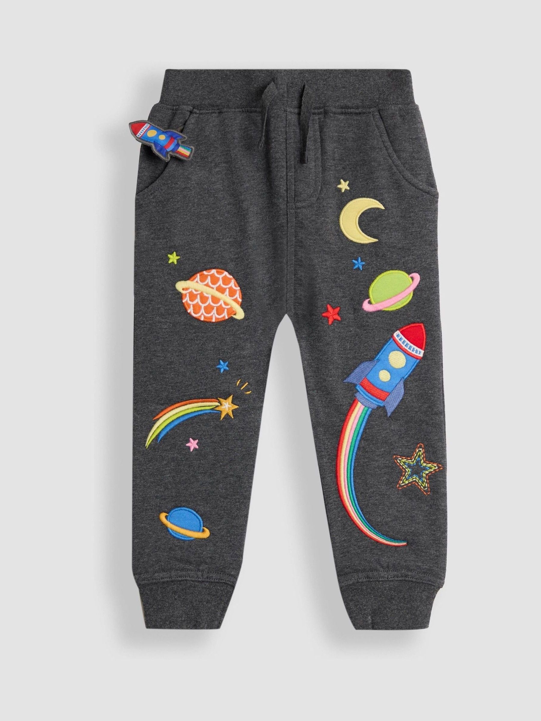 Charcoal Grey Space Appliqué Joggers - Image 1 of 3