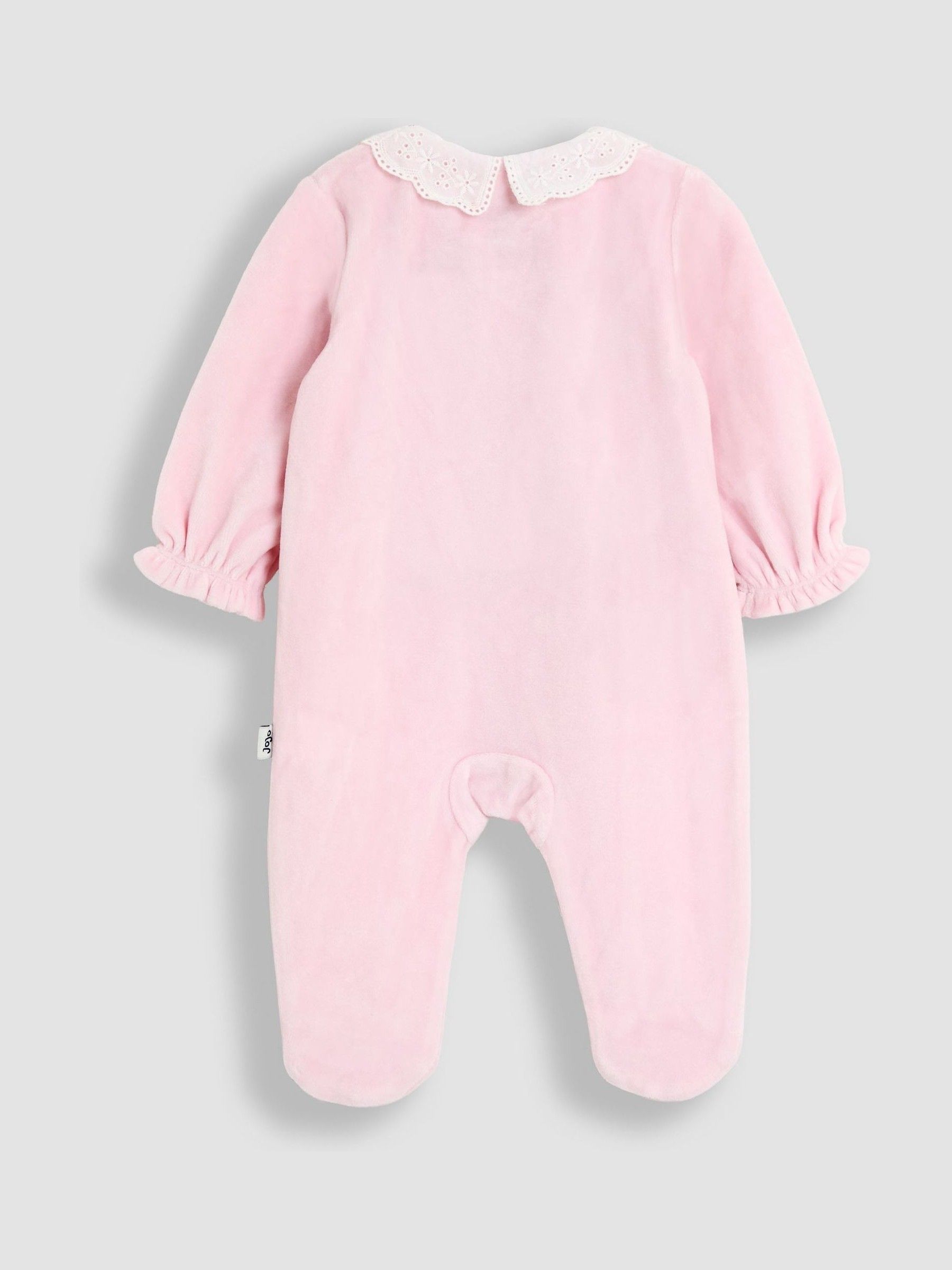 Pale Pink Bunny Appliqué Velour Collared All-In-One - Image 2 of 3
