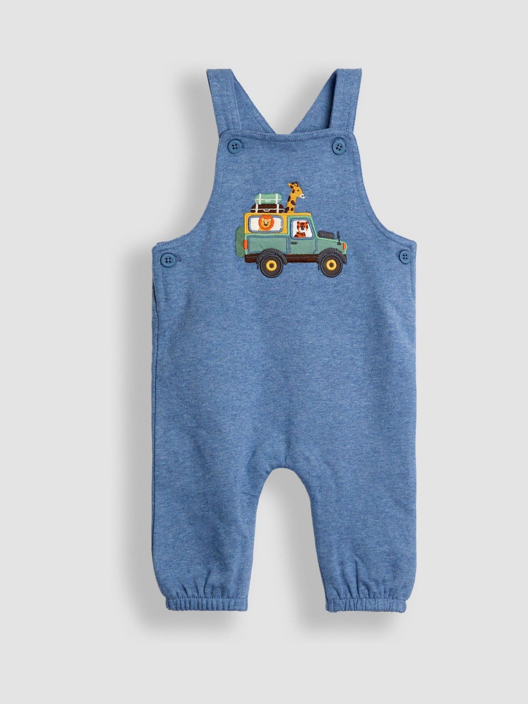 Dark Blue 2-Piece Appliqué Dungarees & Stripe Top Set - Image 2 of 7