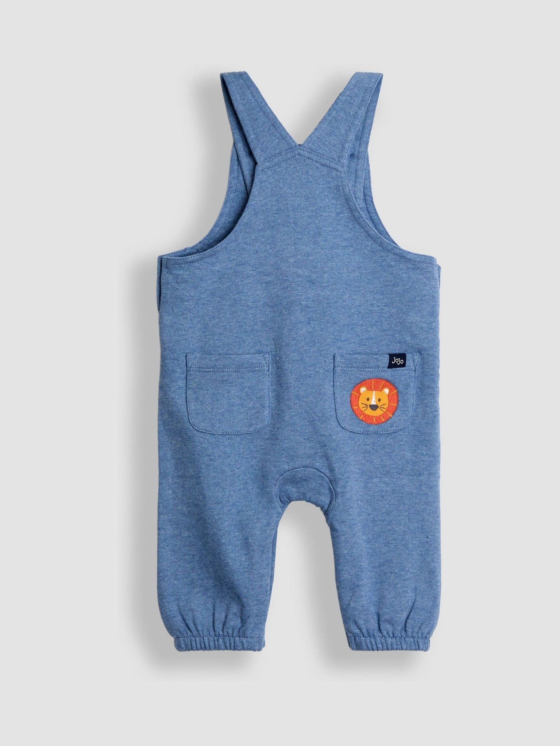 Dark Blue 2-Piece Appliqué Dungarees & Stripe Top Set - Image 3 of 7