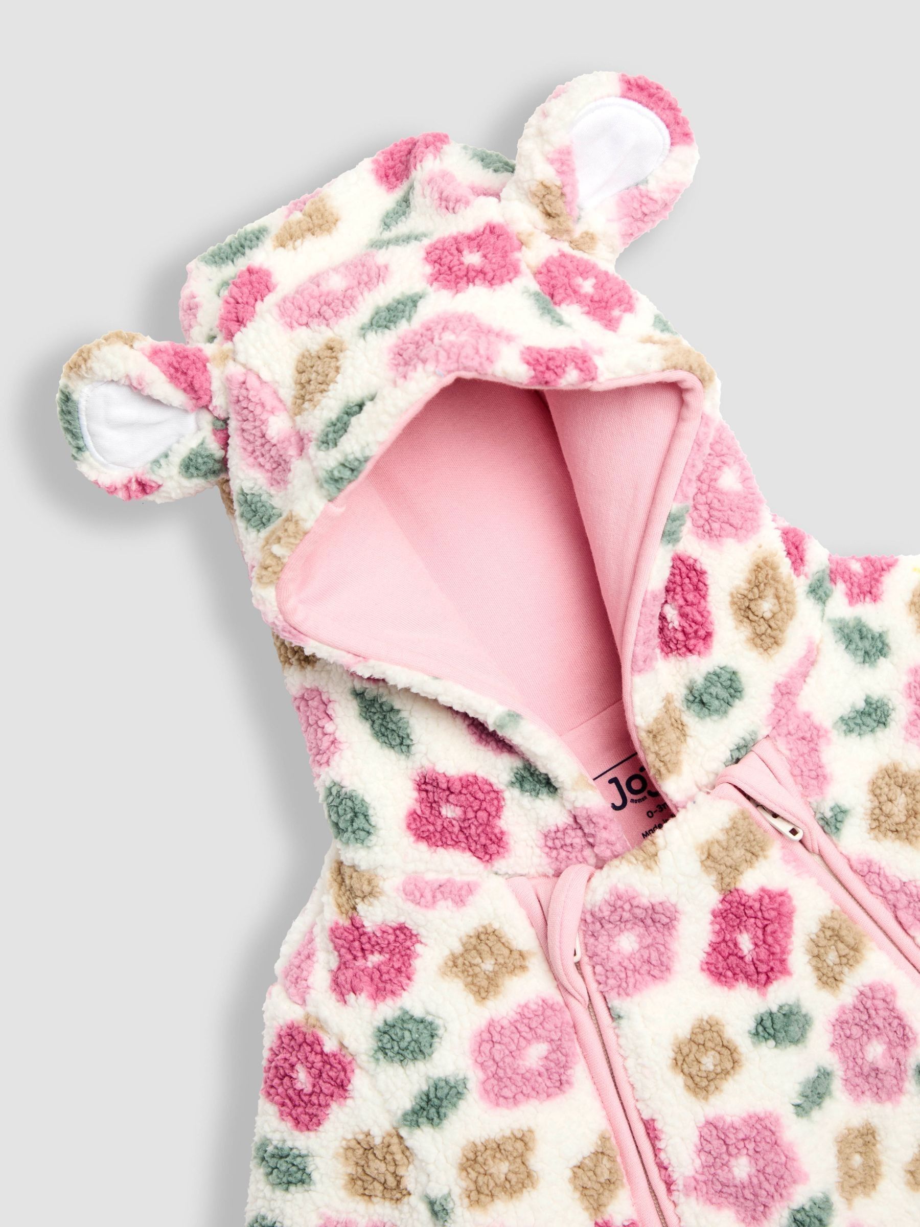 Pink Floral Cosy Borg Printed Pramsuit - Image 3 of 5