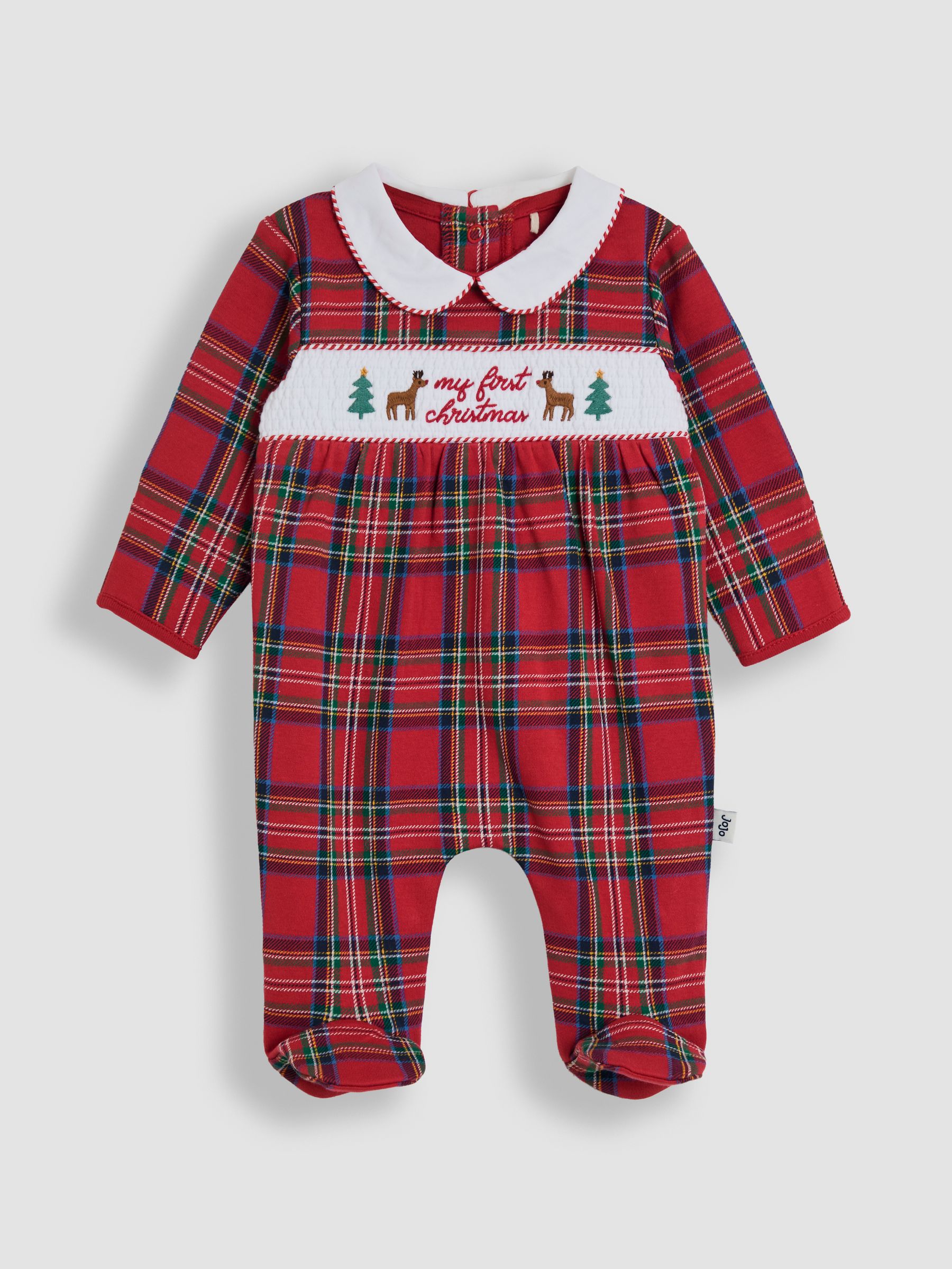Red Tartan My First Christmas Sleepsuit JoJo Maman Bébé
