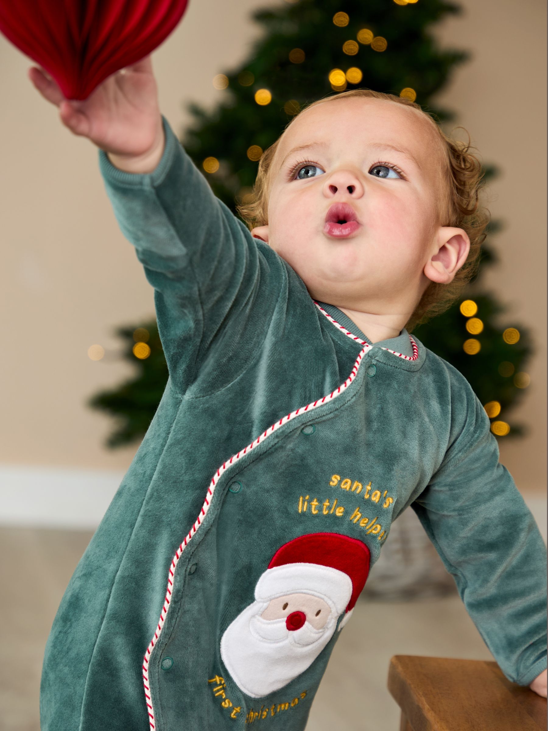 Green Santa My First Christmas Velour All-In-One - Image 2 of 3