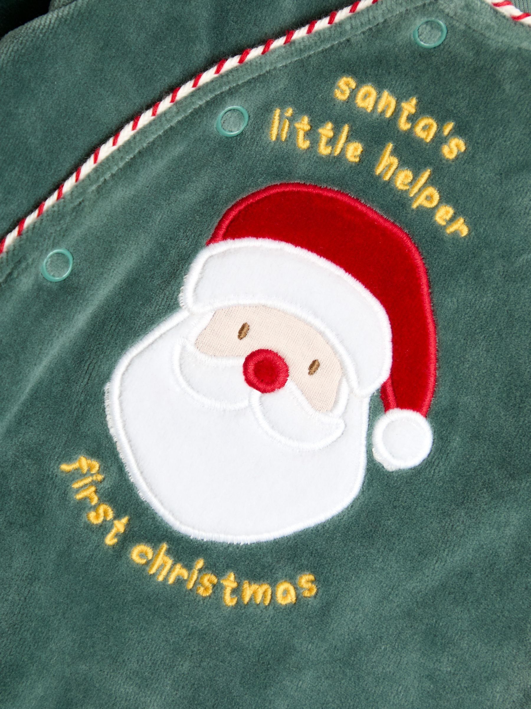Green Santa My First Christmas Velour All-In-One - Image 4 of 4 Green Santa My First Christmas Velour All-In-One - Image 4 of 4