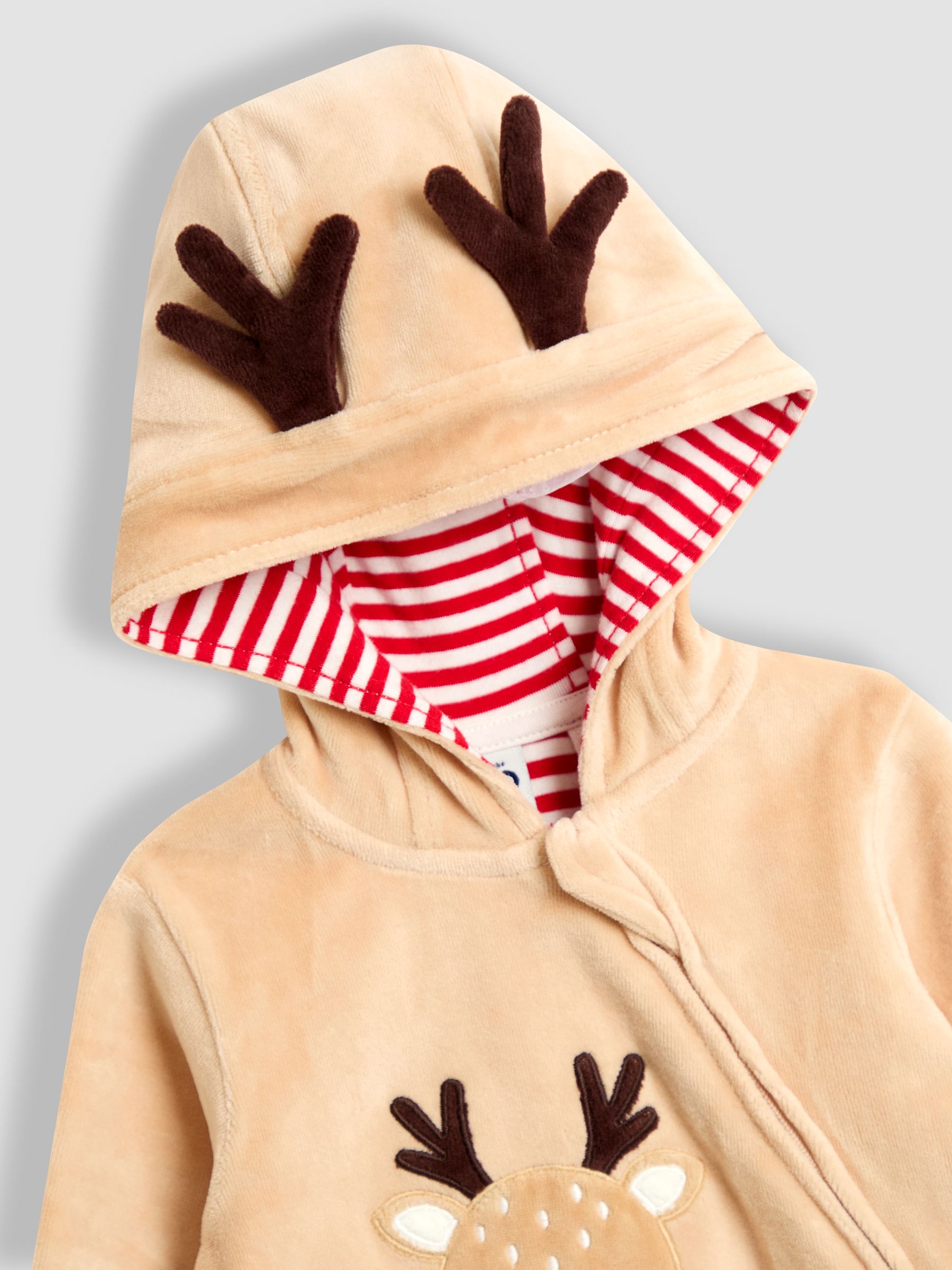 Brown Christmas Reindeer Velour All-In-One - Image 4 of 4 Brown Christmas Reindeer Velour All-In-One - Image 4 of 4