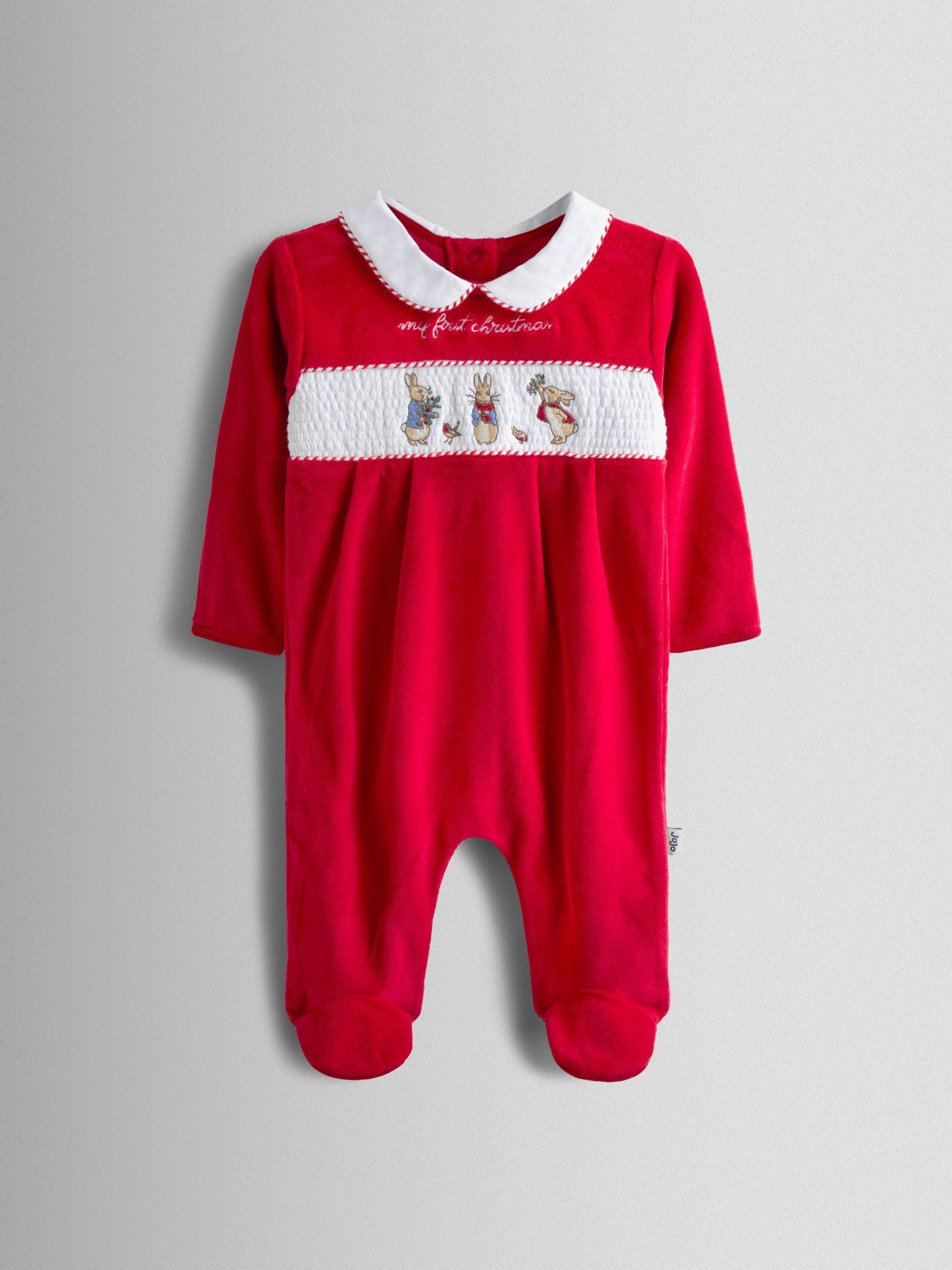 Red Peter Rabbit Christmas Velour All-In-One - Image 1 of 3