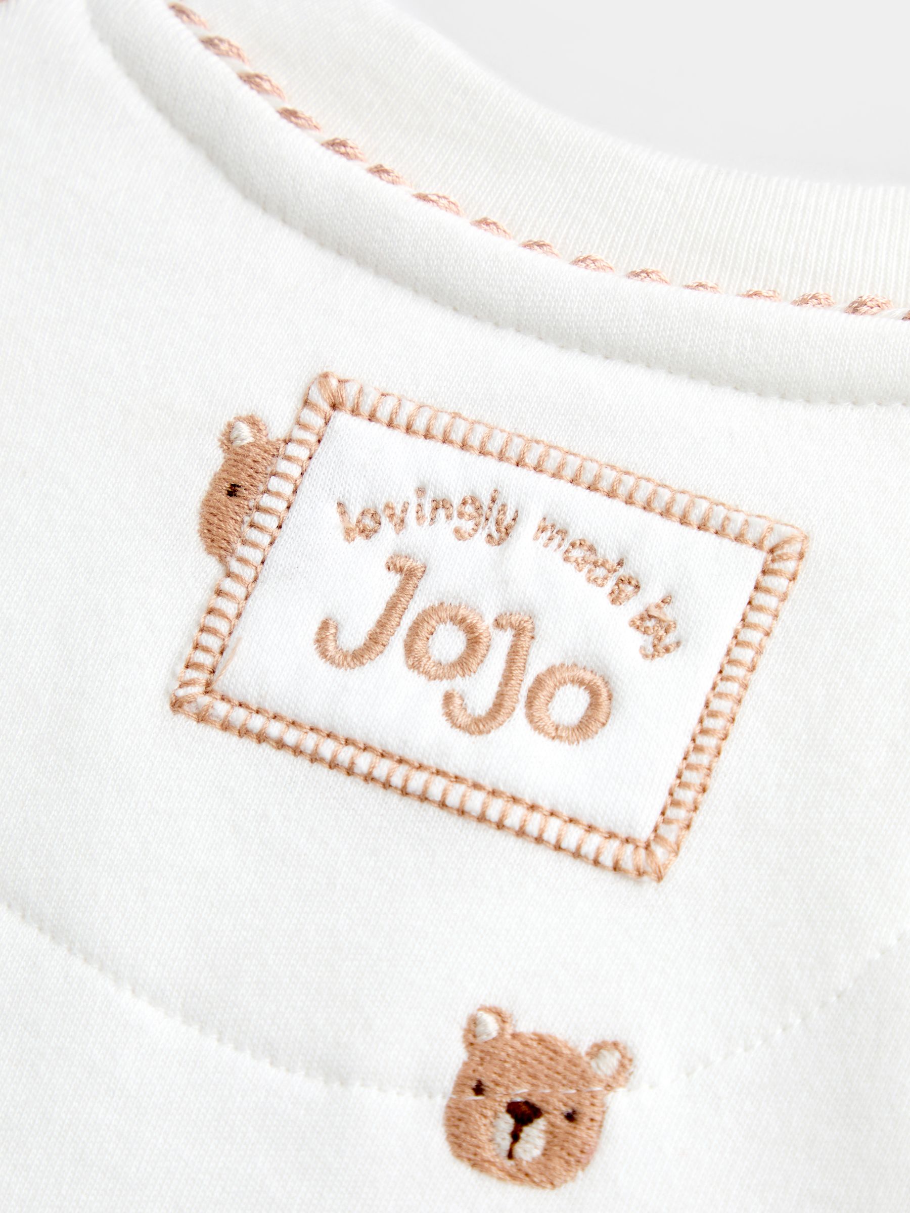 Cream Bear Embroidered Organic Cotton Sleepsuit & Hat Set - Image 8 of 8