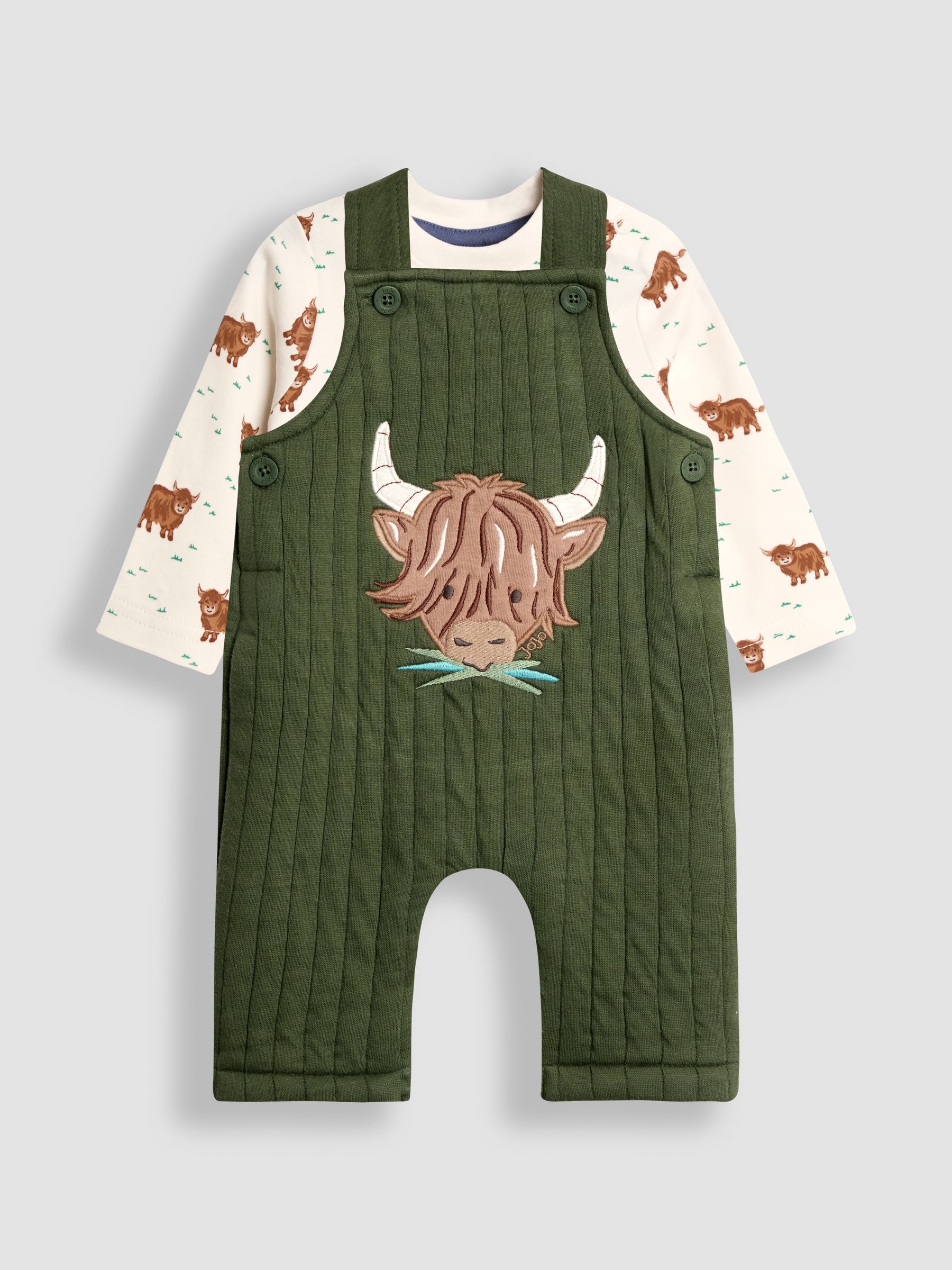 Green 2-Piece Quilted Dungarees & Top Set - Image 1 of 6