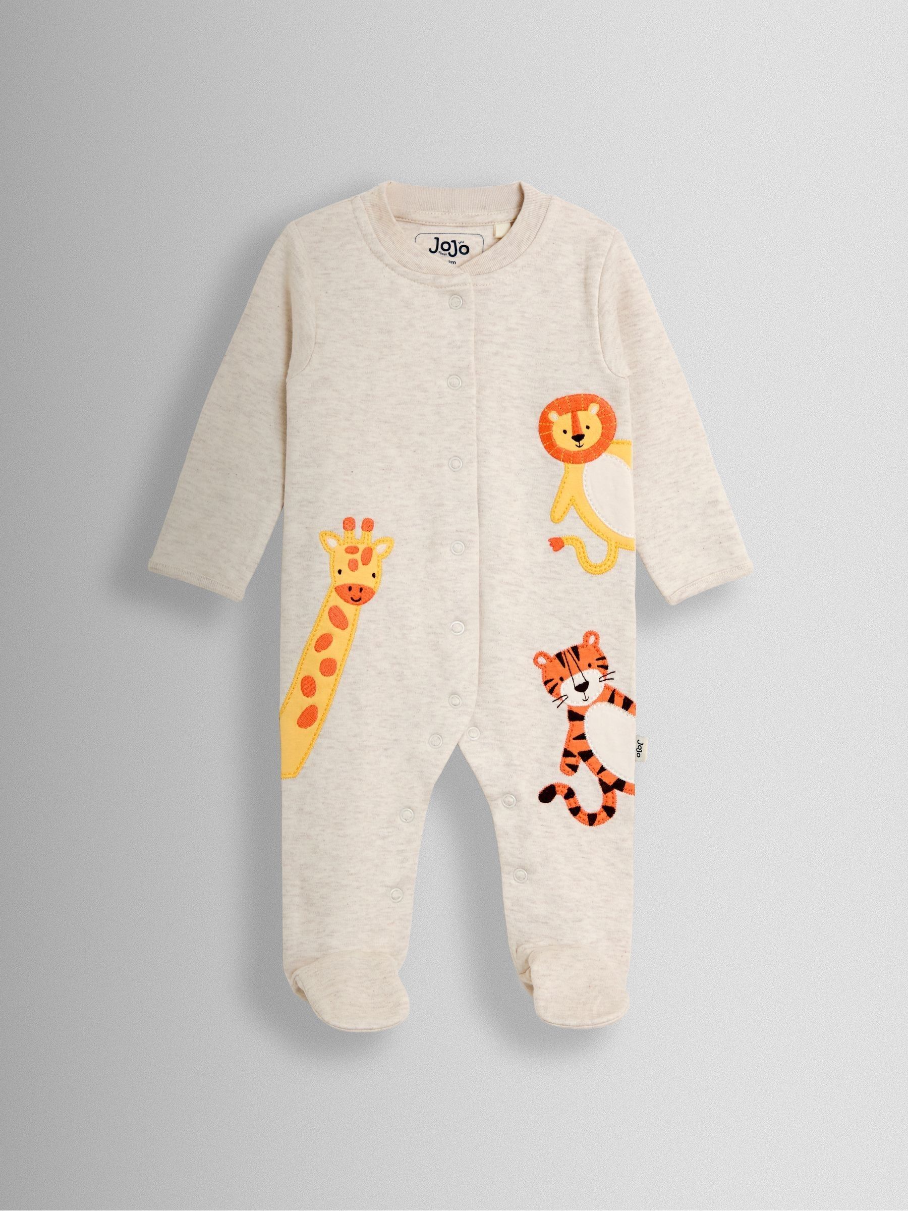 Natural Safari 100% Cotton Footed Appliqué Sleepsuit - Image 1 of 3