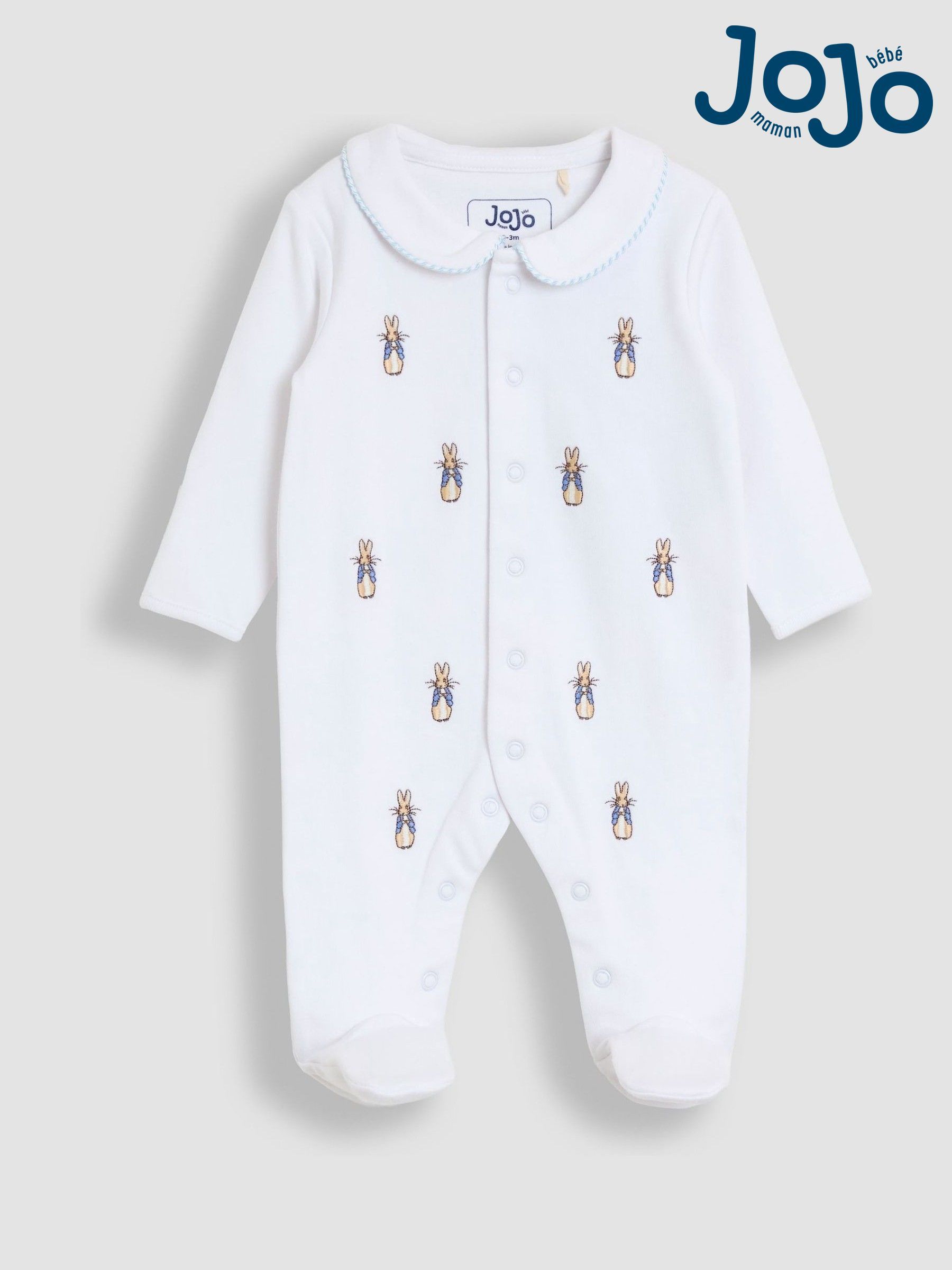 White Peter Rabbit All-Over Embroidered Sleepsuit - Image 4 of 4