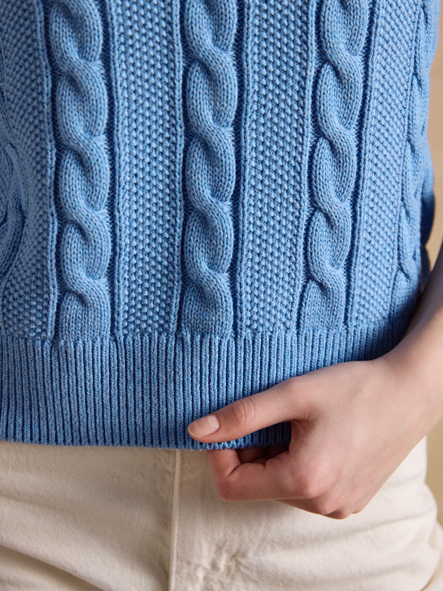 Blue Cotton Cable Knit Cricket Vest - Image 6 of 8