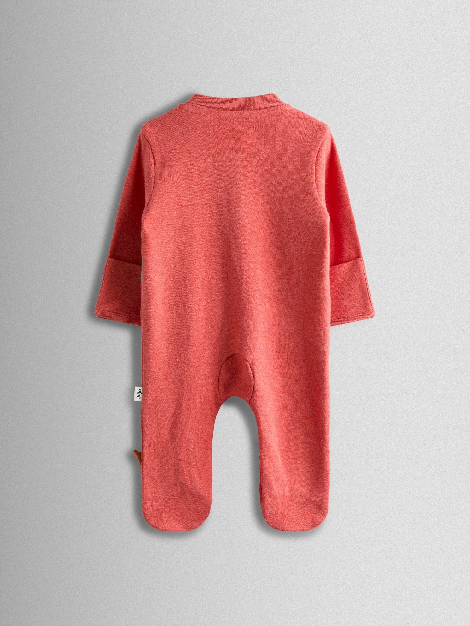 Orange Dinosaur 100% Cotton Footed Appliqué Sleepsuit - Image 3 of 3