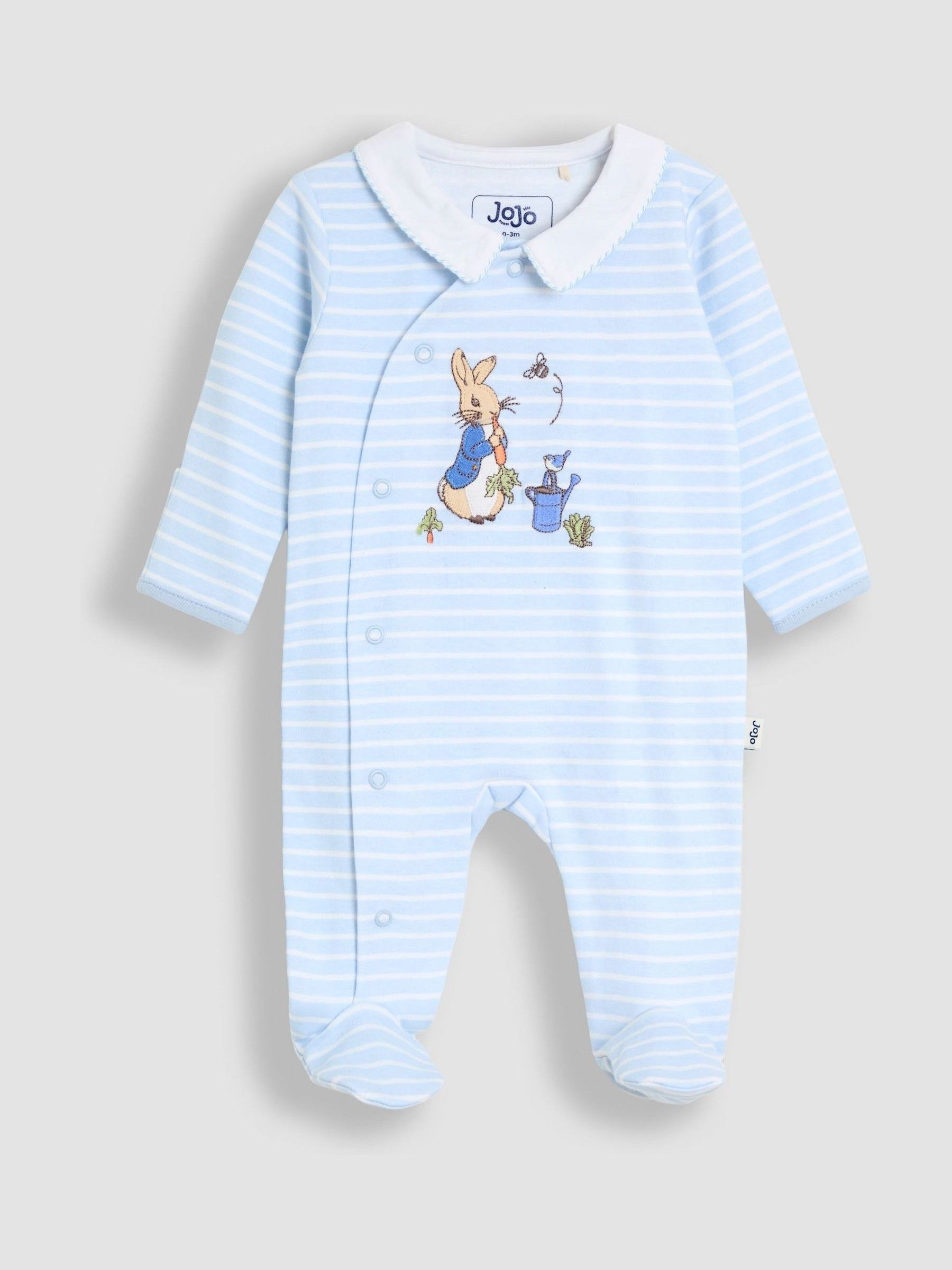 Blue Stripe Appliqué Footed Sleepsuit - Image 1 of 3