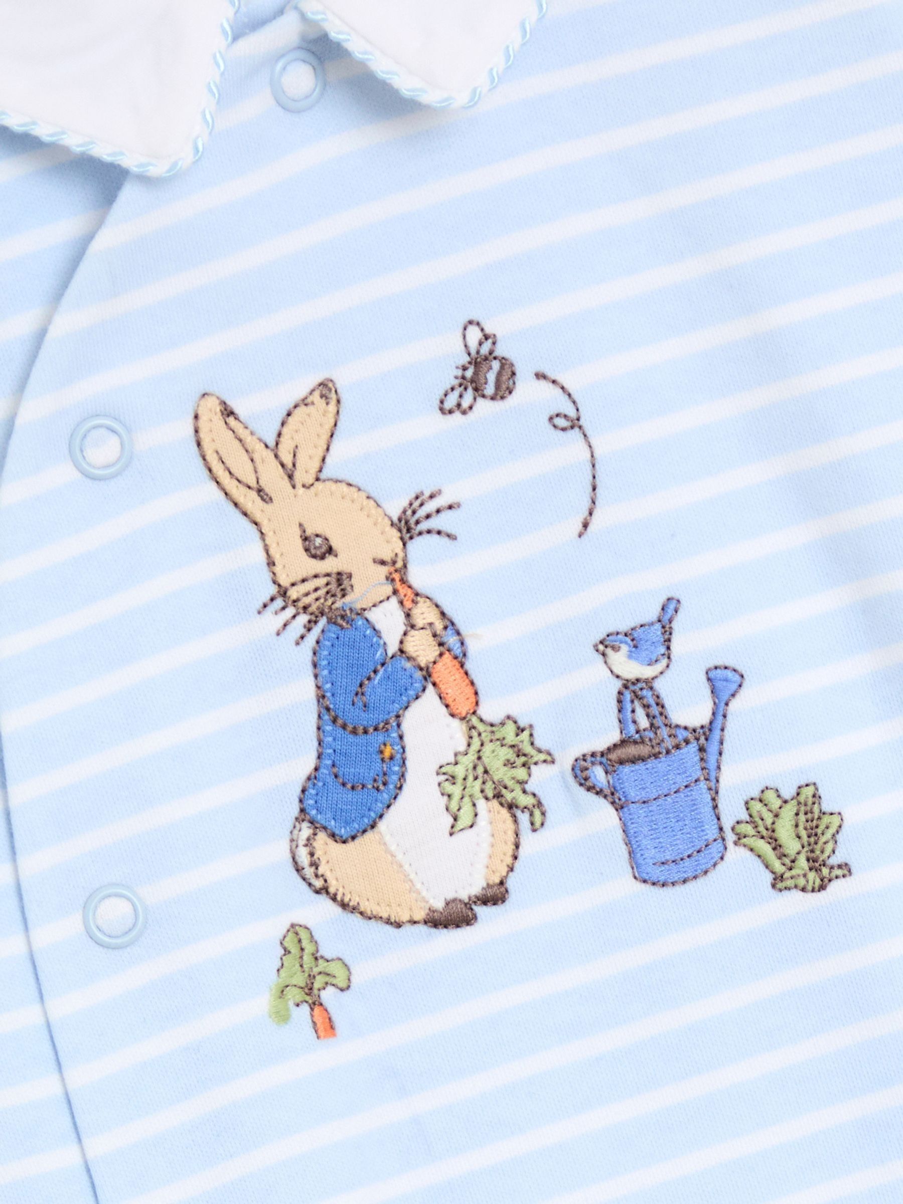 Blue Stripe Appliqué Footed Sleepsuit - Image 3 of 3