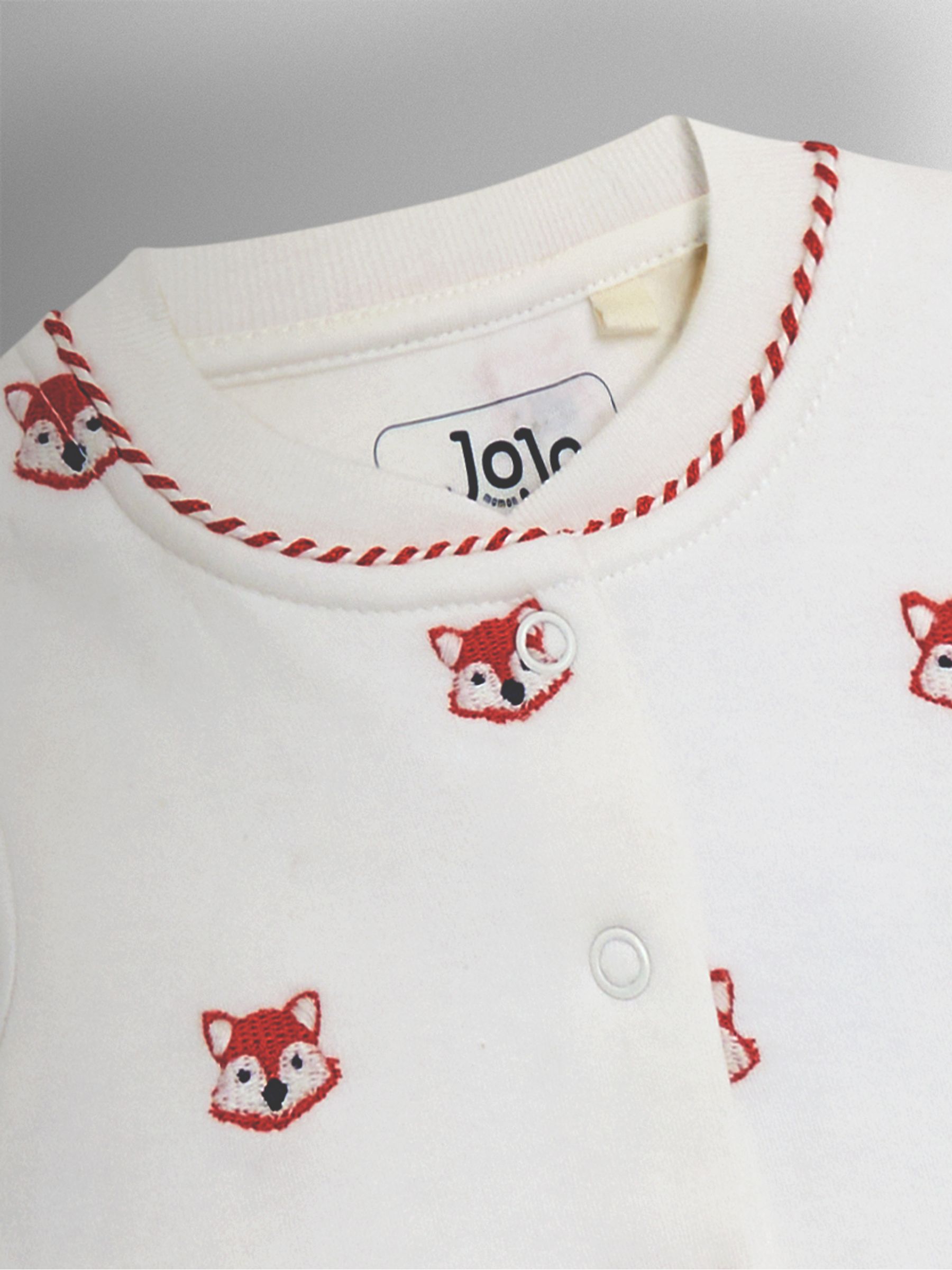 Cream Organic Fox Embroidered Sleepsuit - Image 3 of 3 Cream Organic Fox Embroidered Sleepsuit - Image 3 of 3