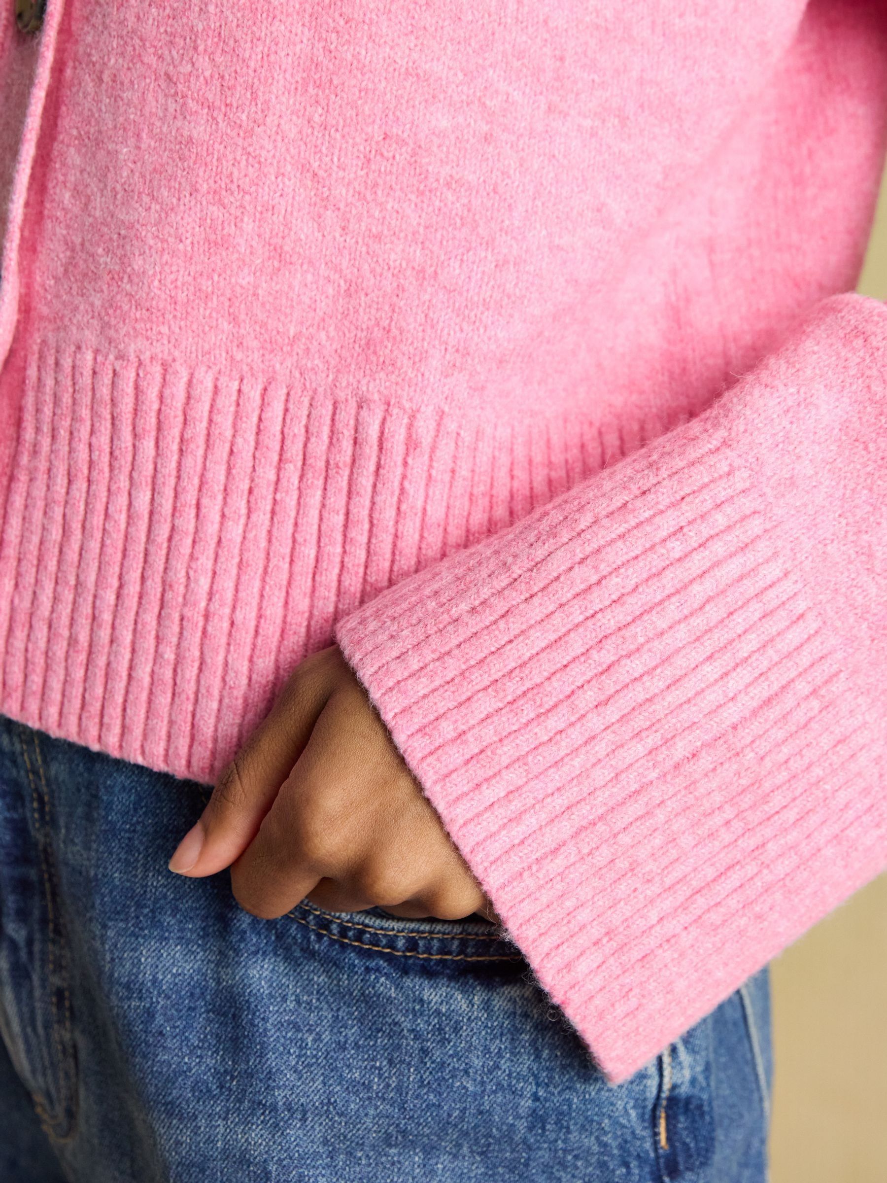 Pink Relaxed Knitted Button Up Cardigan - Image 11 of 12