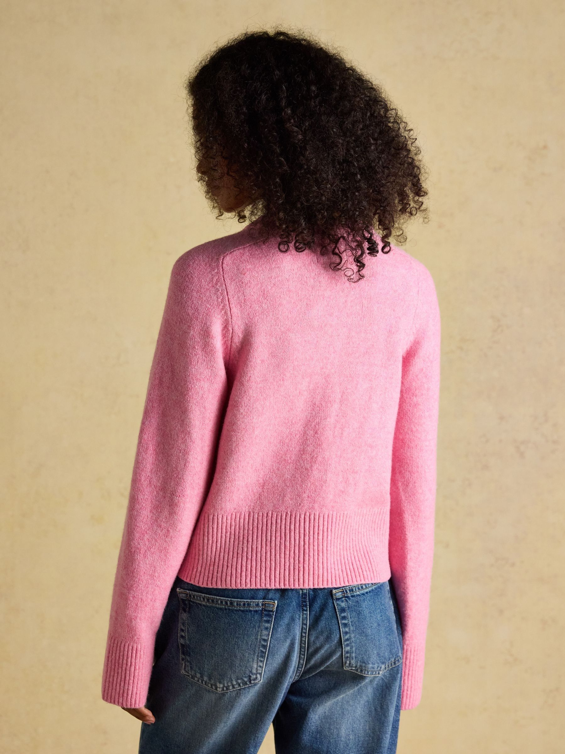 Pink Relaxed Knitted Round Neck Button Through Cardigan - Image 2 of 9