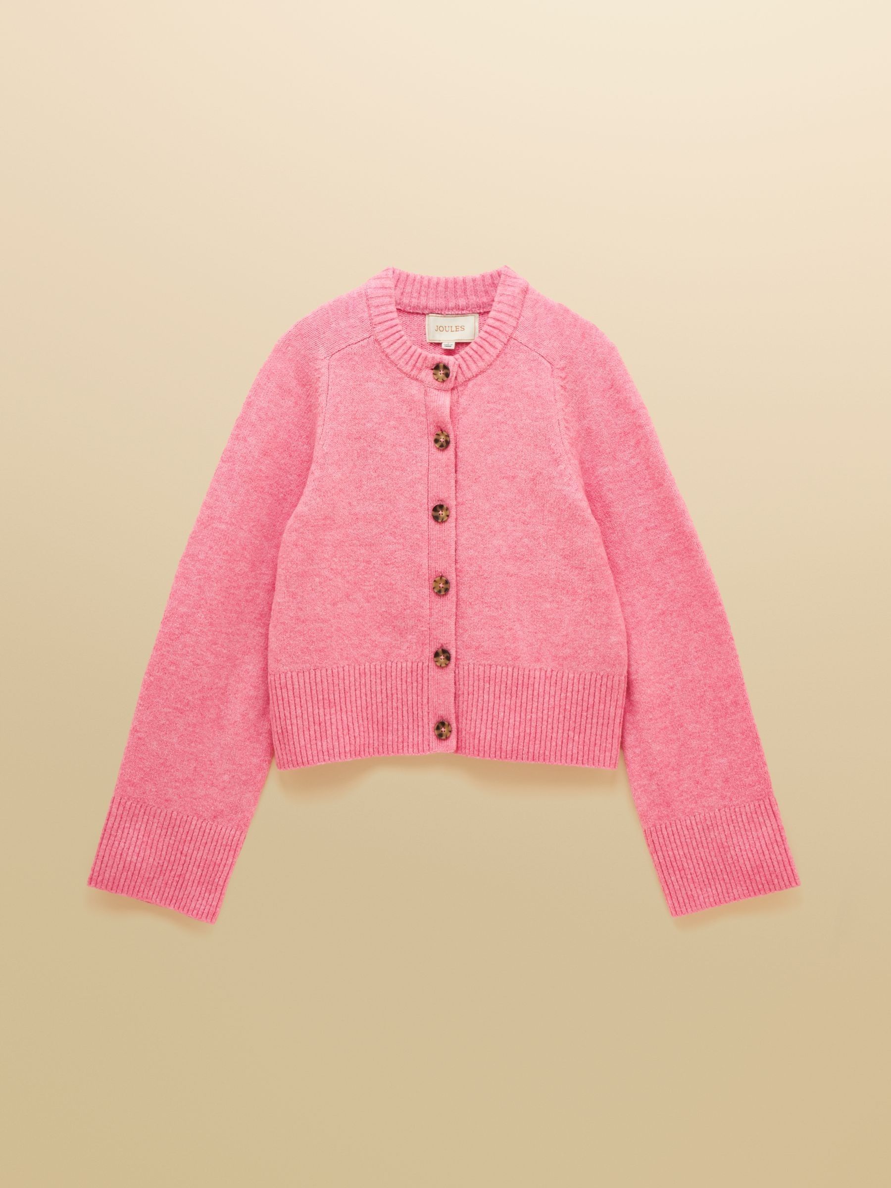 Pink Relaxed Knitted Round Neck Button Through Cardigan - Image 9 of 9