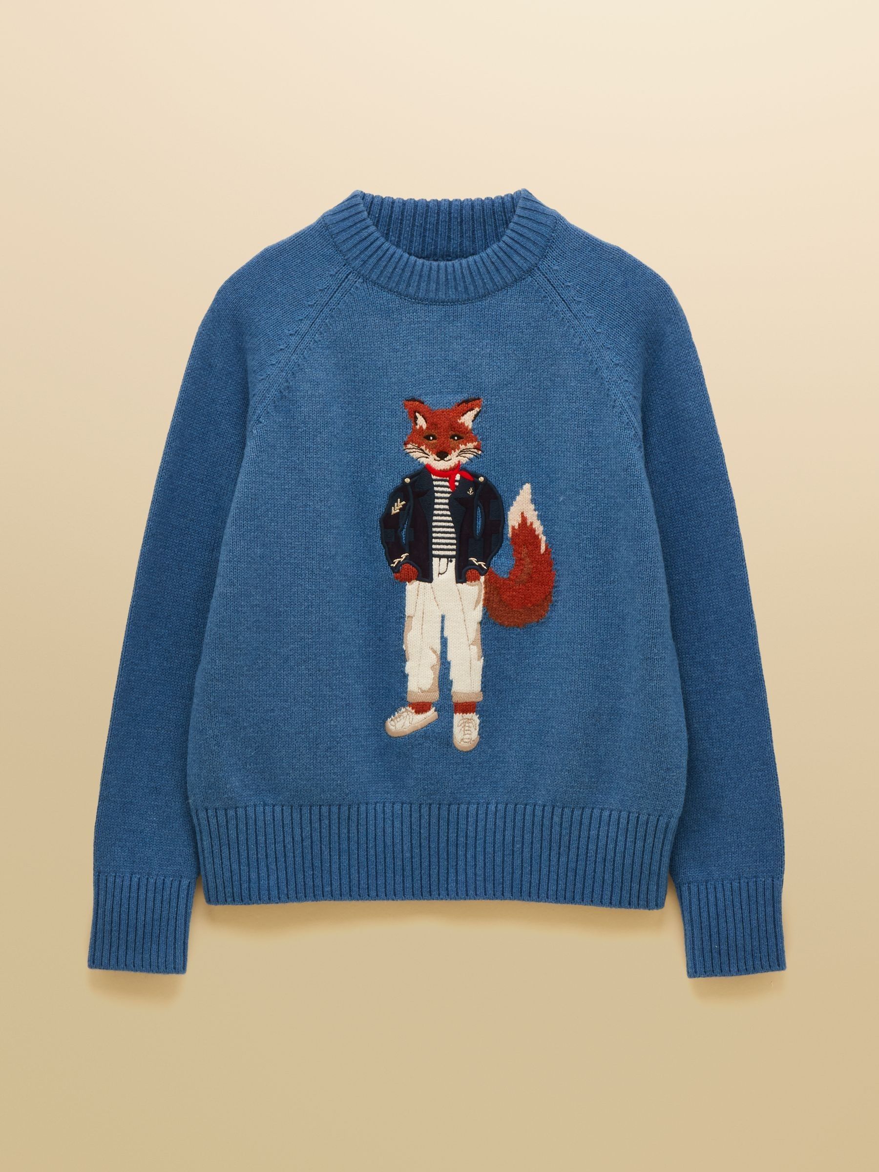 Mariner Blue Intarsia Cotton-Rich Crew Neck Jumper - Image 7 of 7