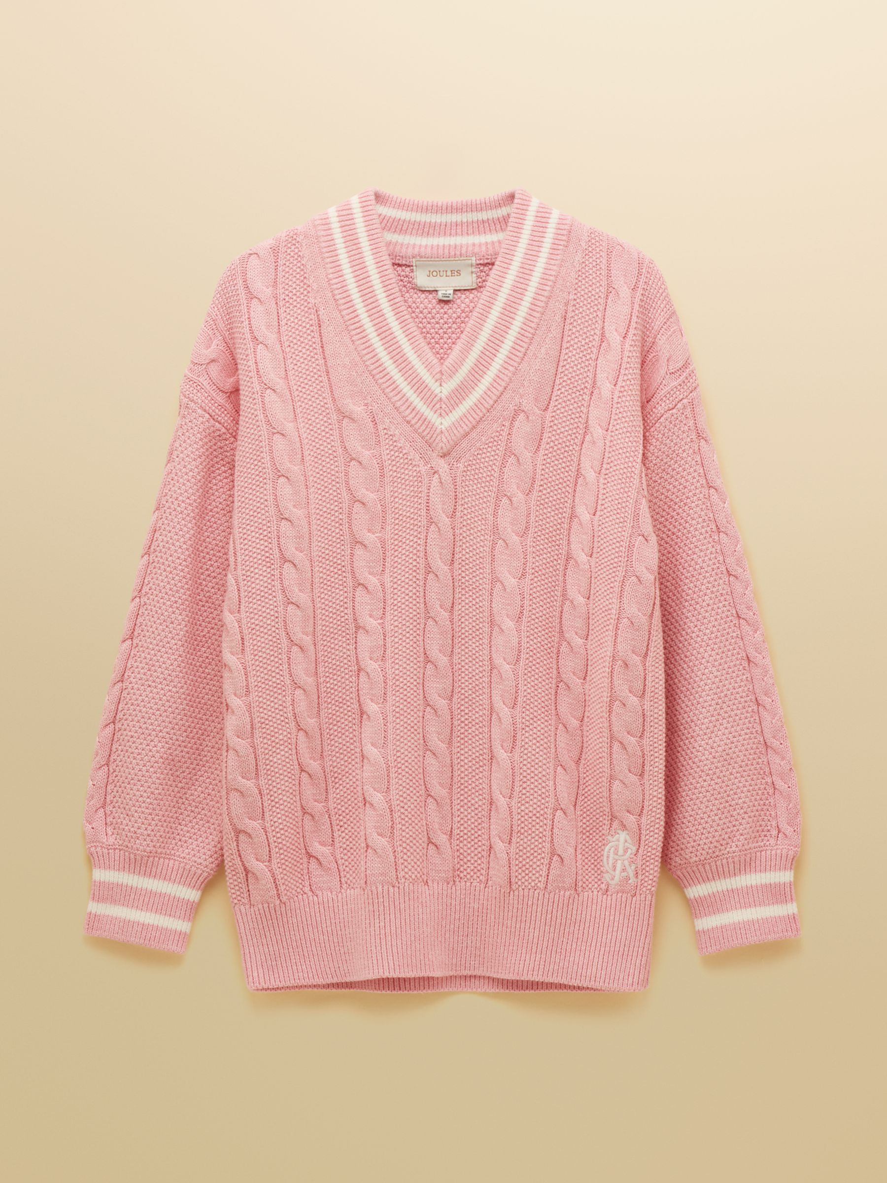 Pink Cotton Cable Knit Cricket Jumper - Image 7 of 7