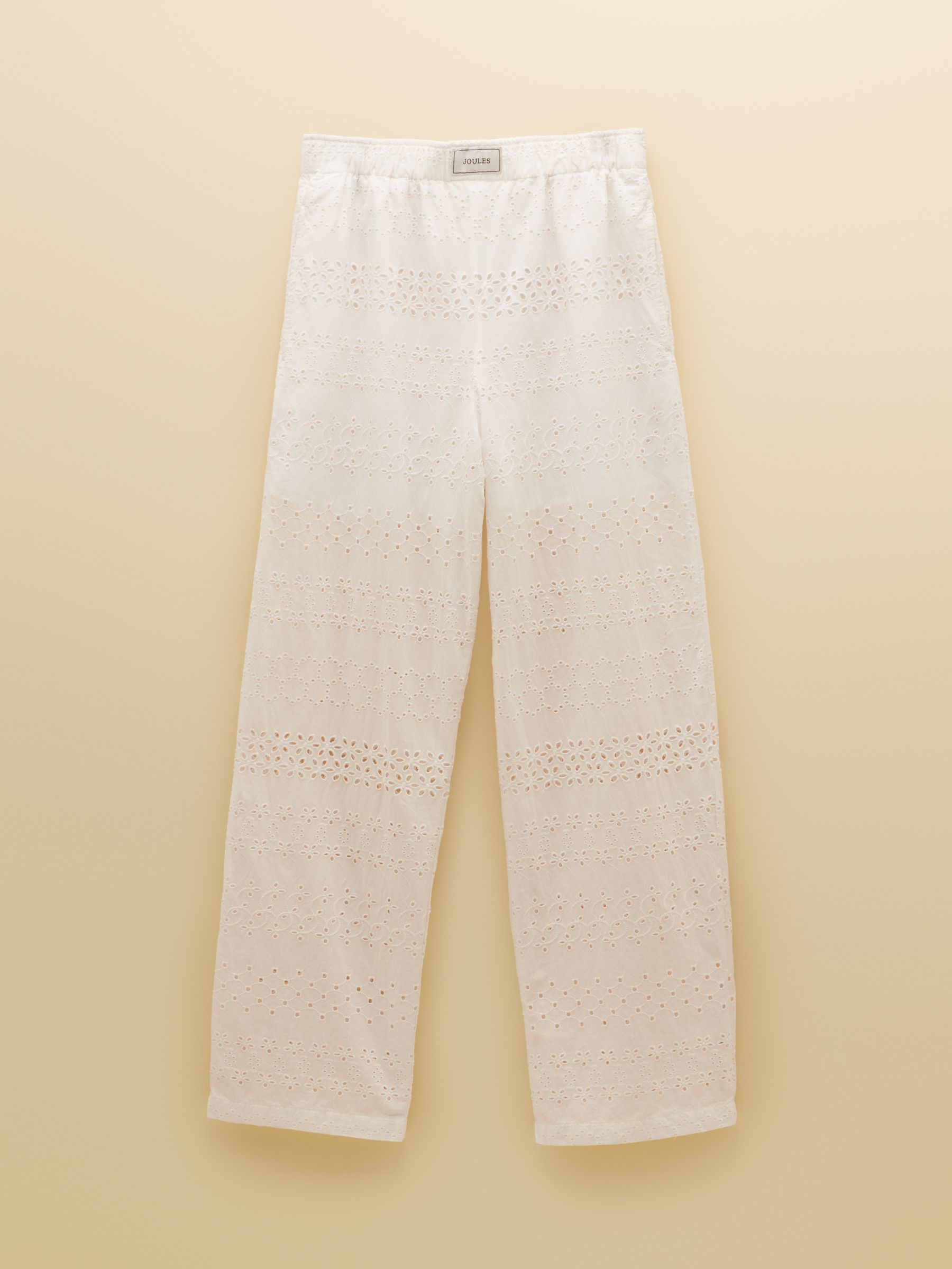 Hallie White Broderie Pull On Cotton Trousers - Image 8 of 8