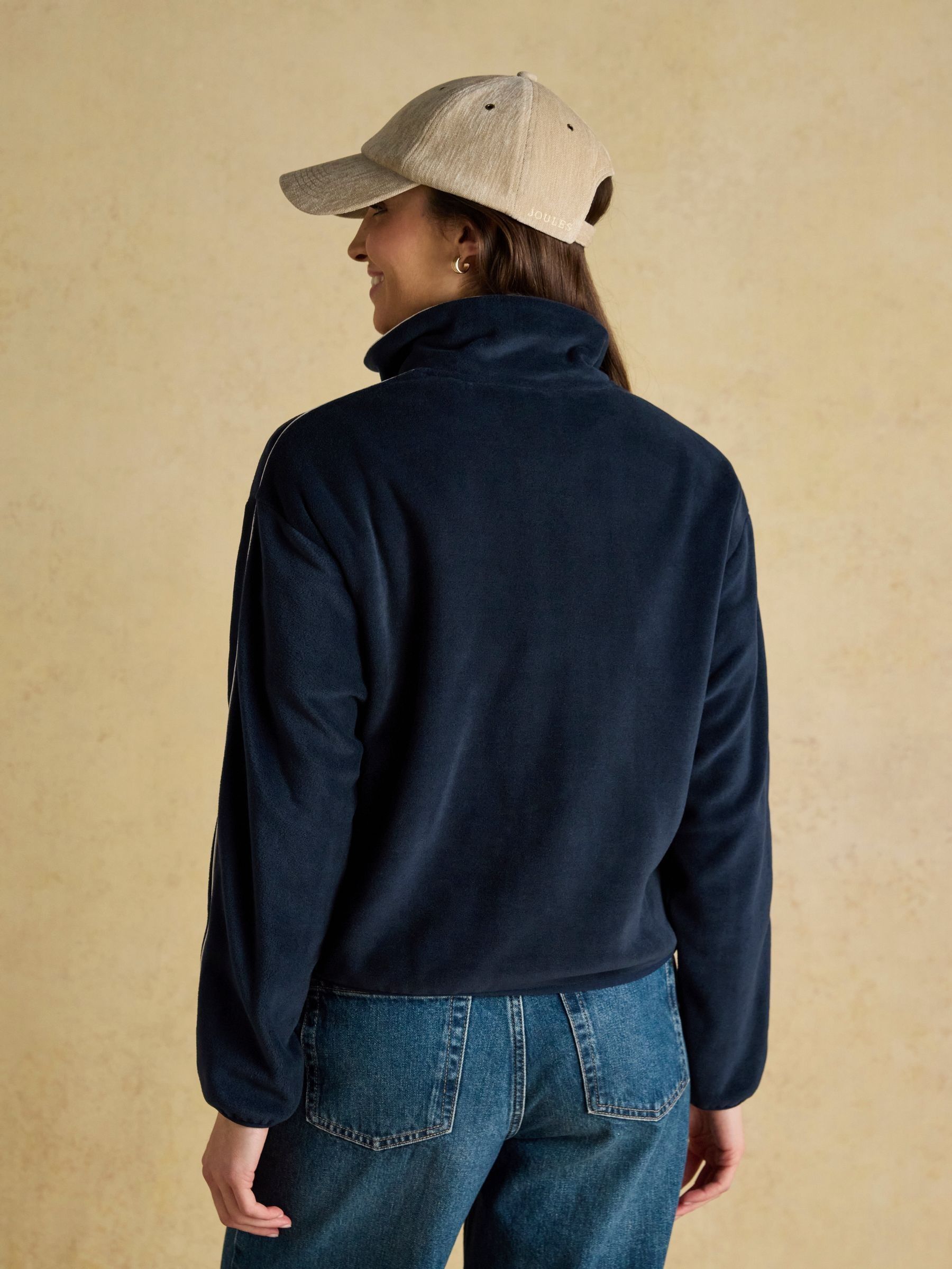 Navy Embroidered Full Zip Funnel Neck Fleece - Image 4 of 11