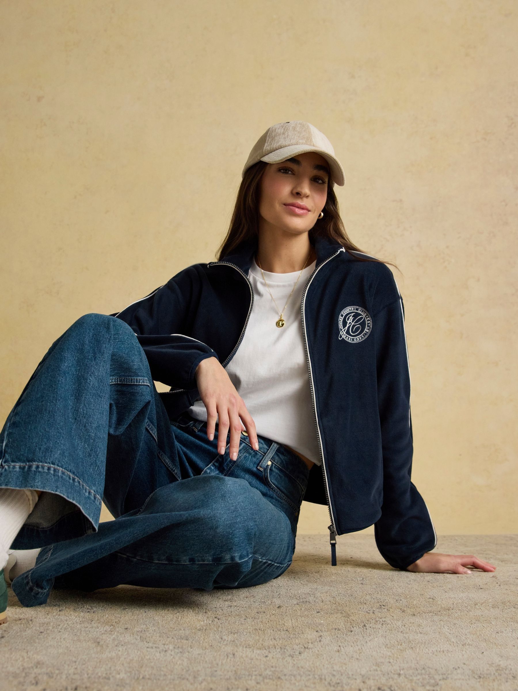 Navy Embroidered Full Zip Funnel Neck Fleece - Image 5 of 11