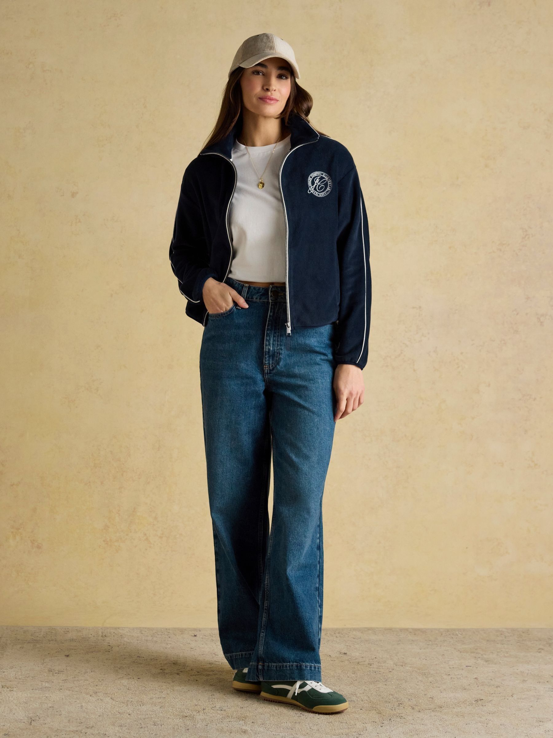 Navy Embroidered Full Zip Funnel Neck Fleece - Image 7 of 11