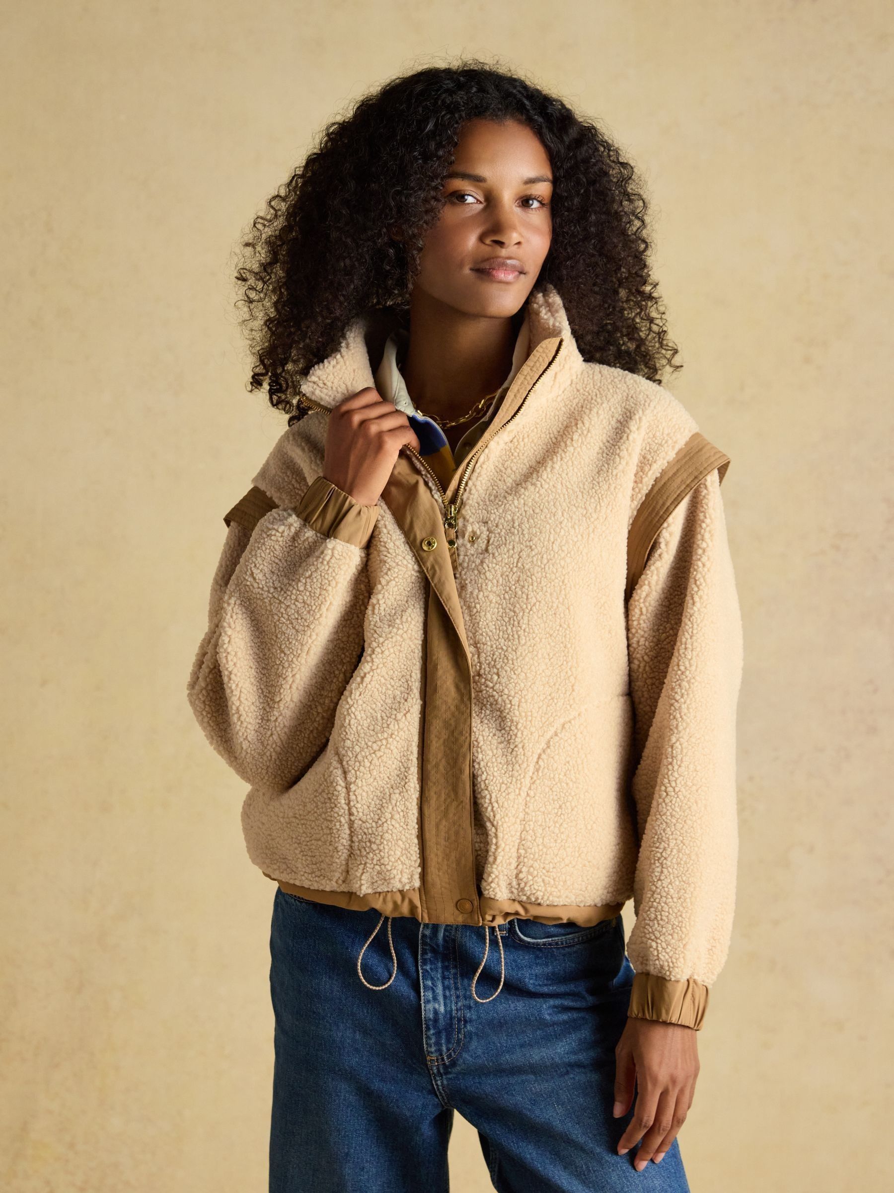 Cream 2 in 1 Borg Full Zip Fleece - Image 1 of 12