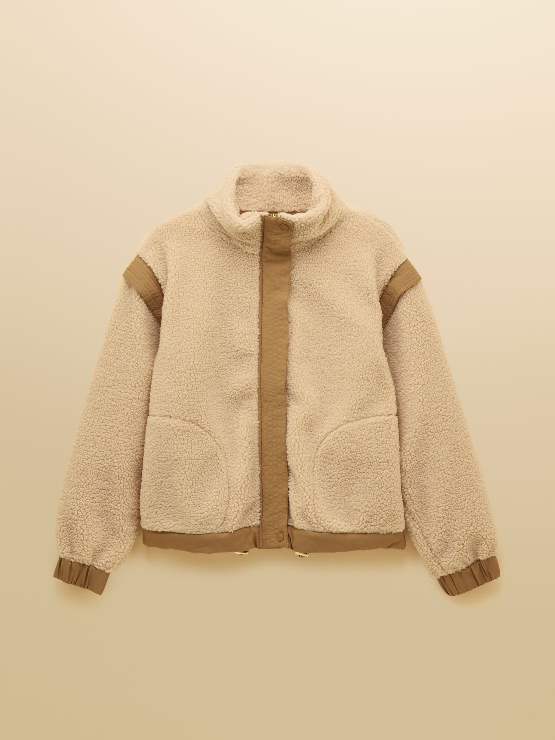 Cream 2 in 1 Zip Up Borg Fleece Jacket - Image 15 of 15