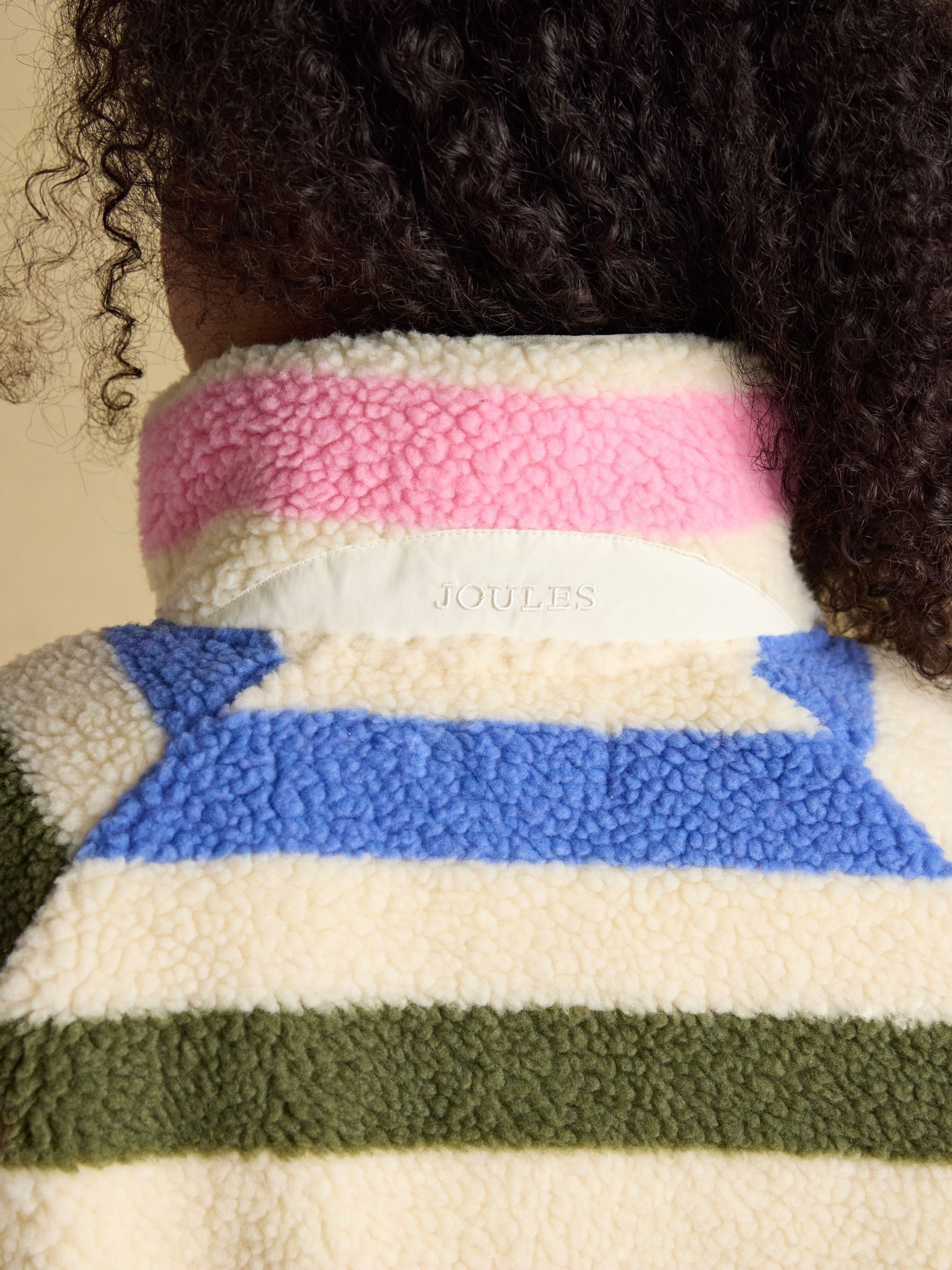 Multi Bright Stripe Borg Funnel Neck Fleece - Image 8 of 9
