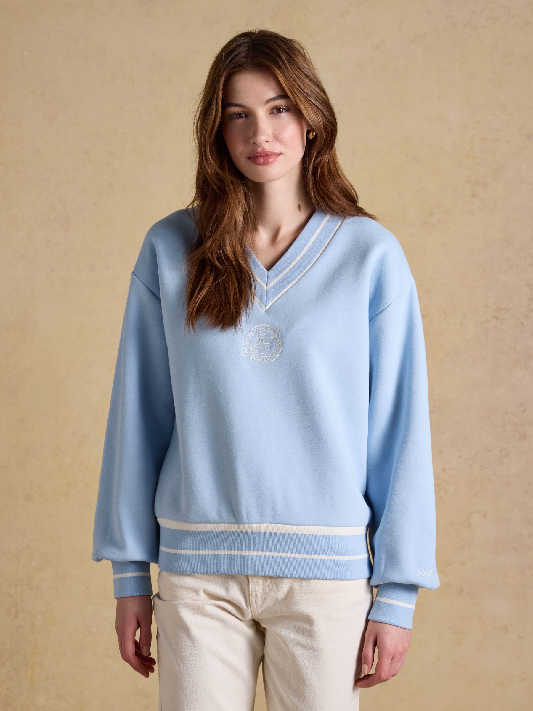 Blue Cotton Rich Embroidered Varsity Sweatshirt - Image 1 of 7
