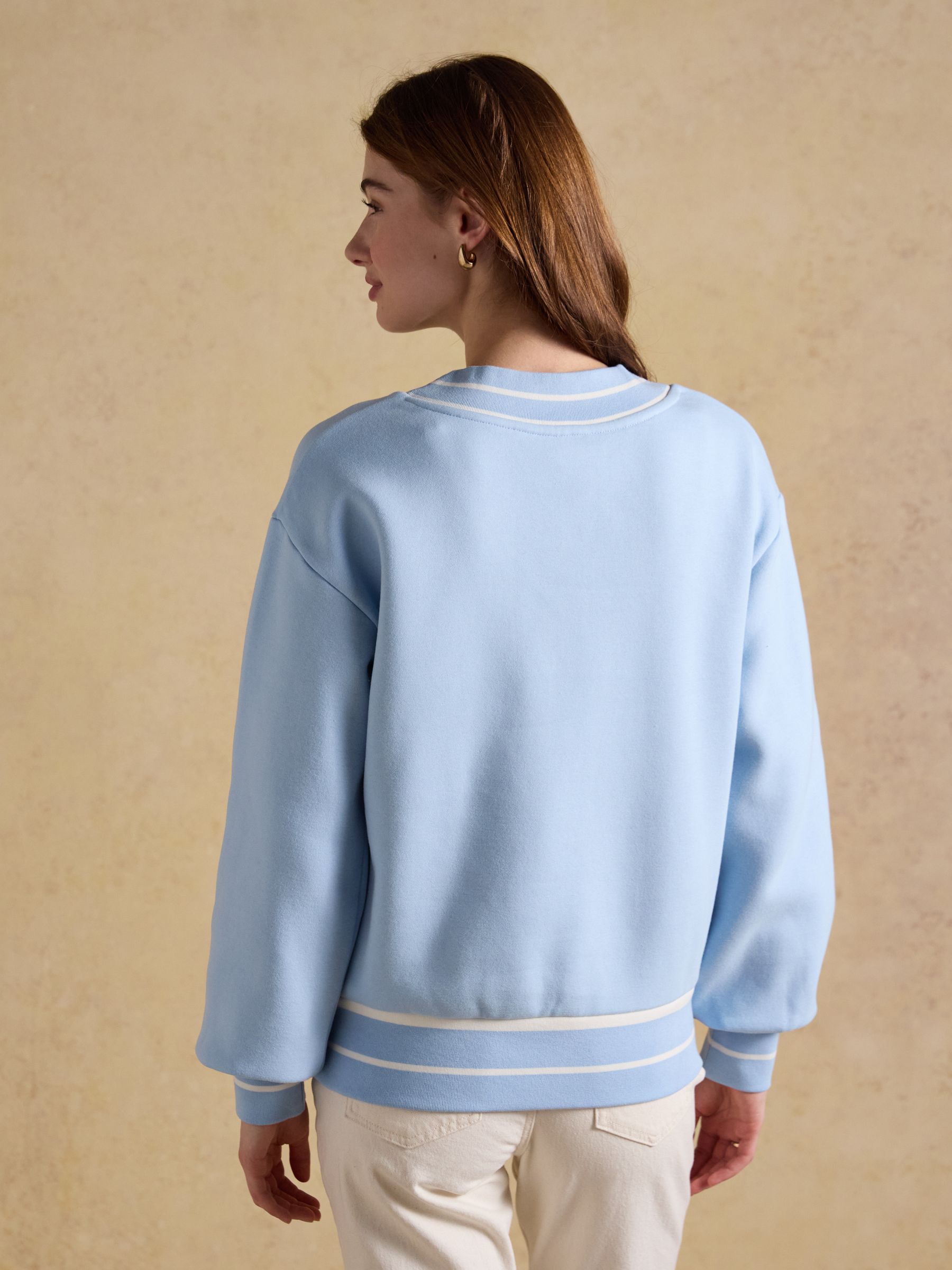 Blue Cotton Rich Embroidered Varsity Sweatshirt - Image 2 of 7