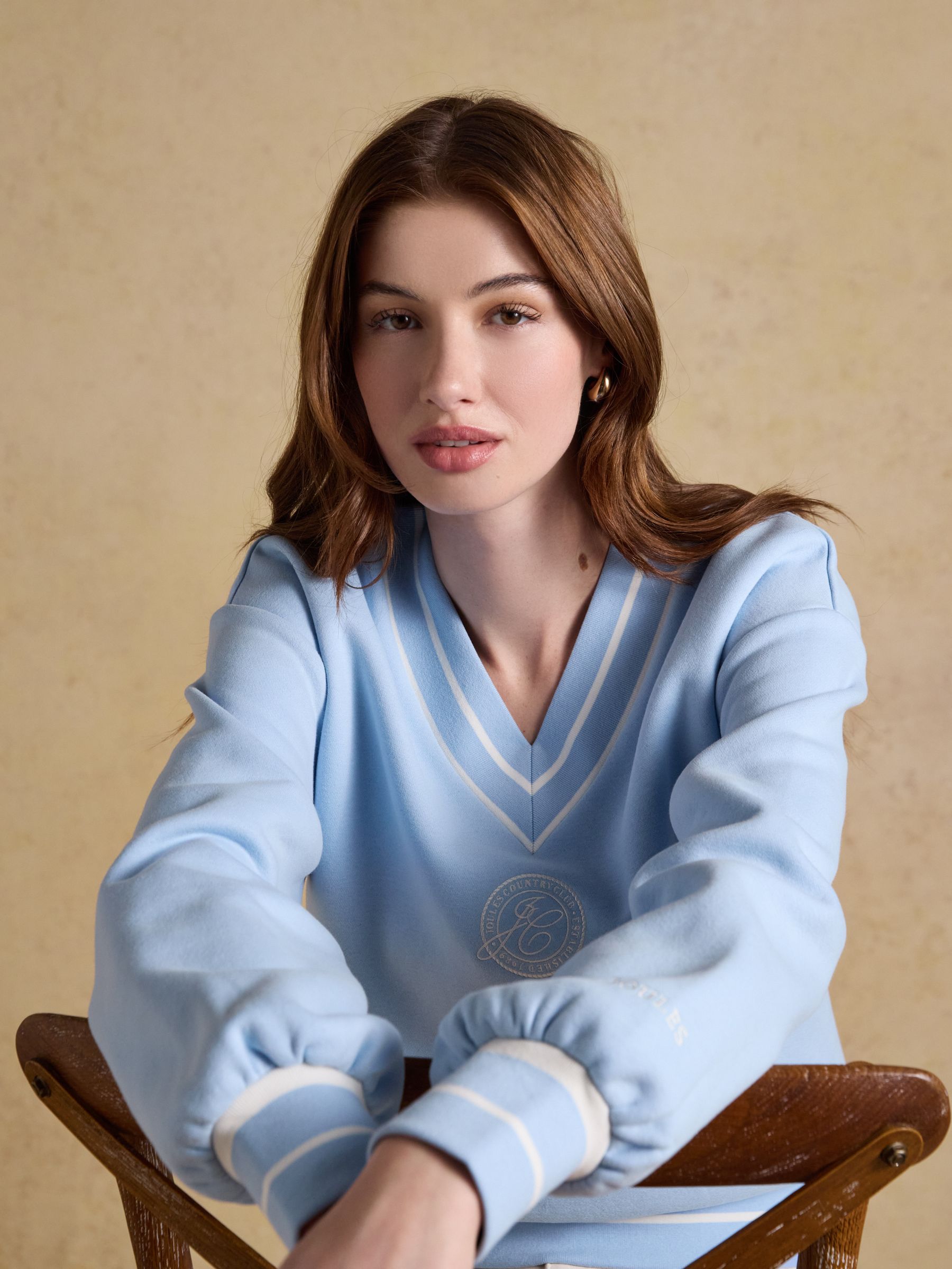 Blue Cotton Rich Embroidered Varsity Sweatshirt - Image 3 of 7