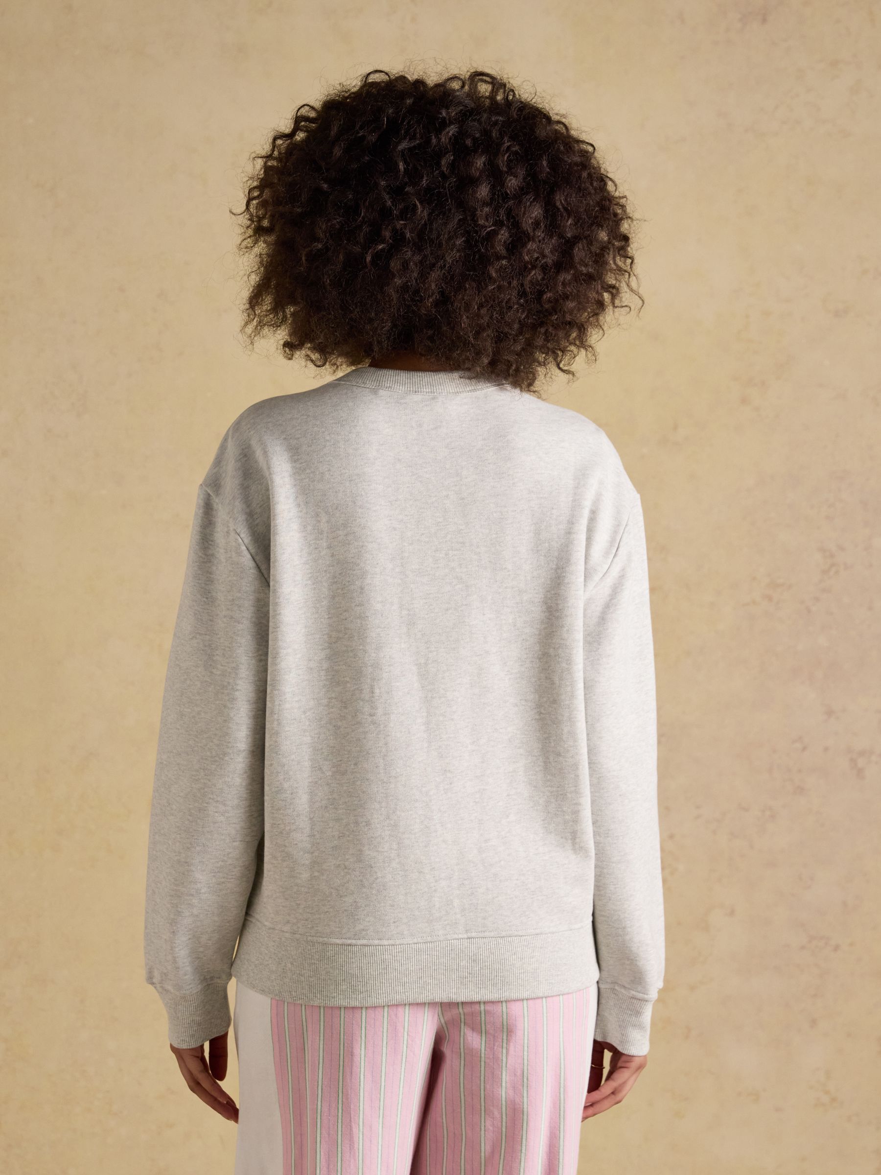 Grey Marl Jonty Fox Embroidered Cotton Crew Neck Sweatshirt - Image 2 of 8