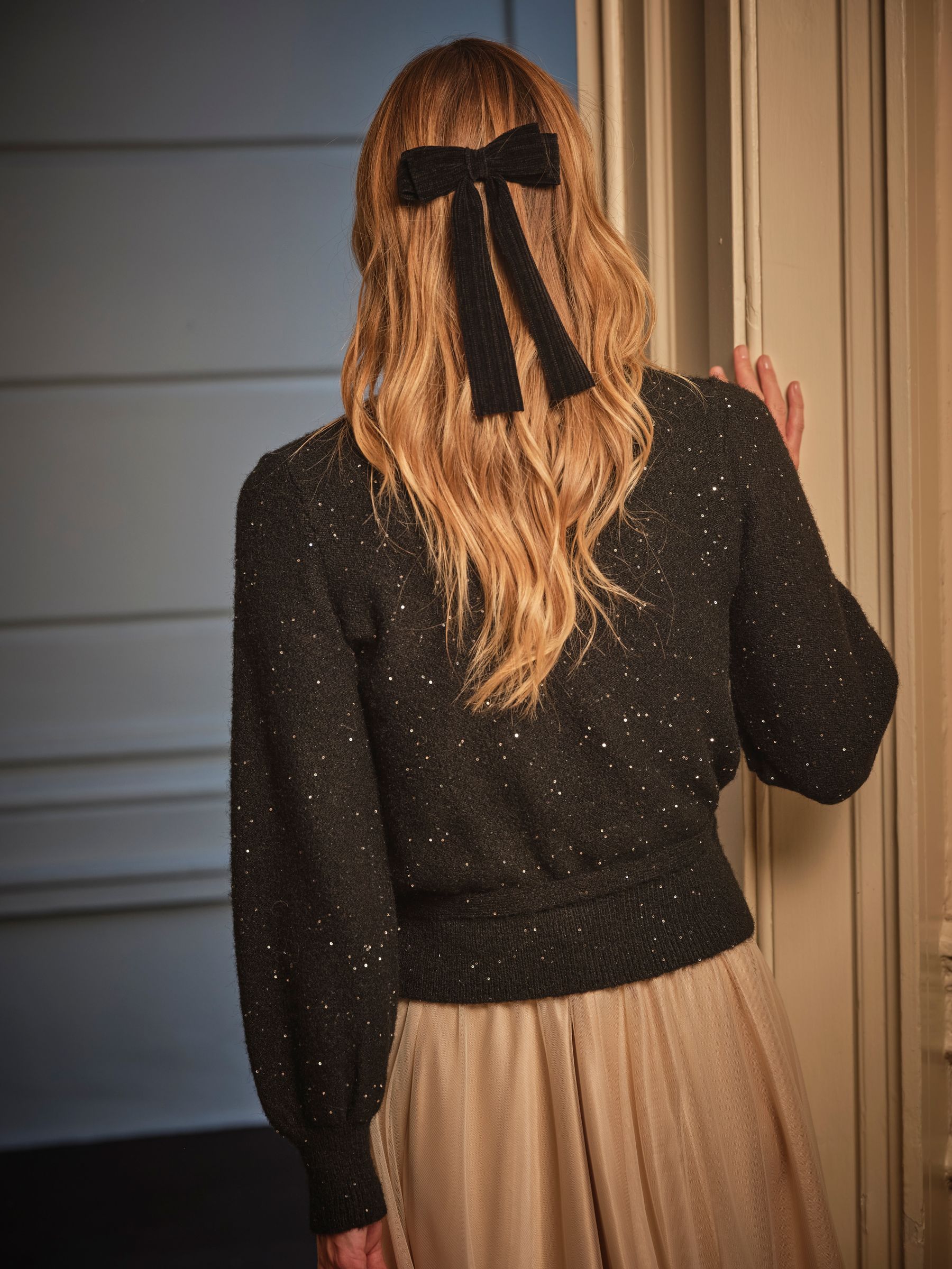 Bonnie Black Sparkle Wrap Cardigan - Image 4 of 5