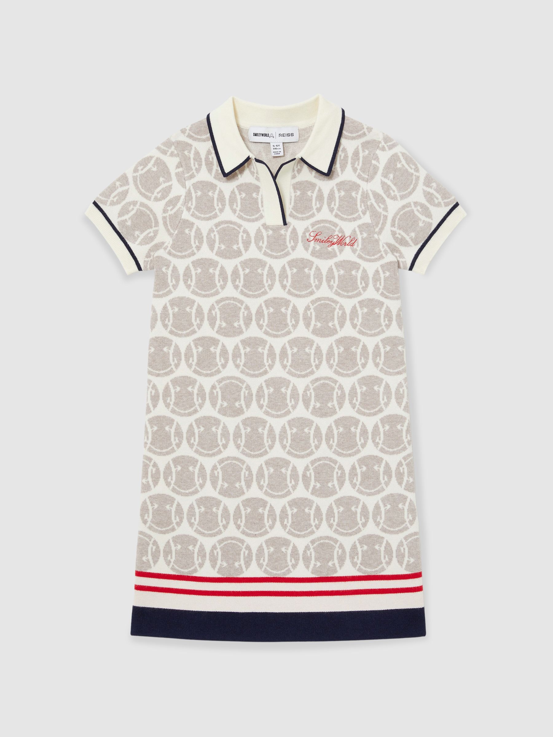 4-9 yrs SmileyWorld | Reiss Knitted Polo Dress in Off White - Image 2 of 5