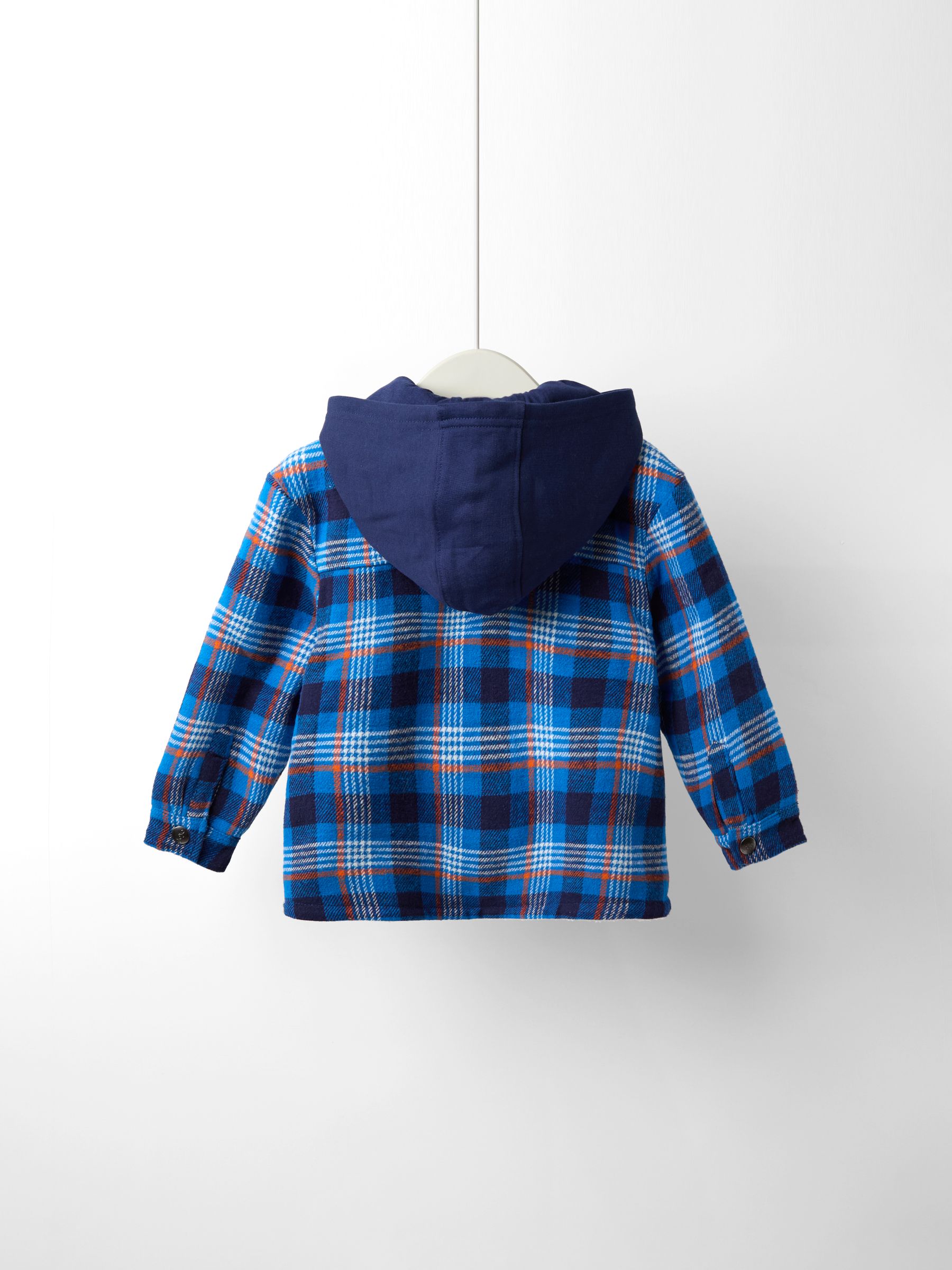 Gruffalo Cobalt Blue Check Borg Hooded Shacket - Image 2 of 5