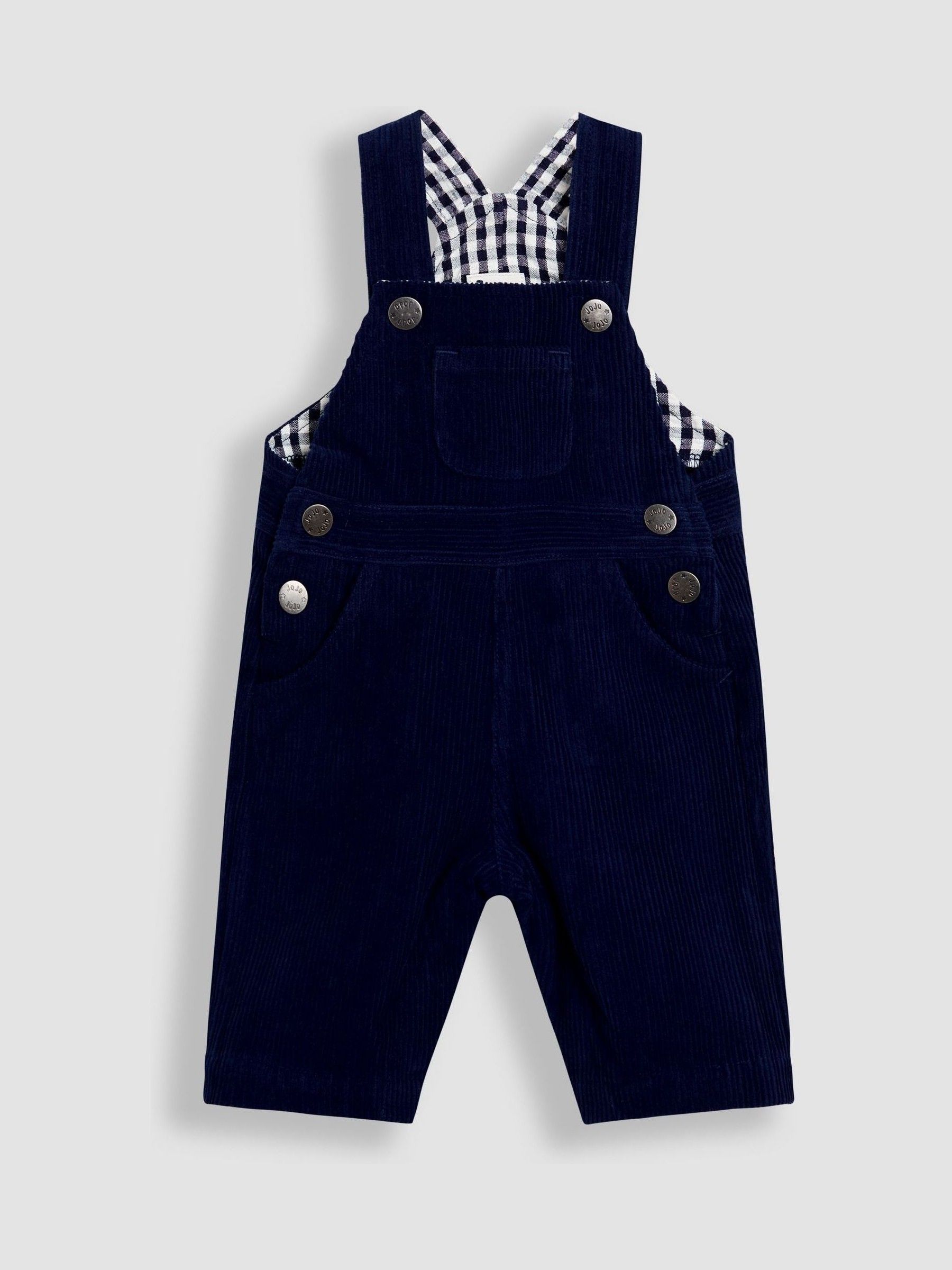Navy Blue 2-Piece Classic Cord Dungarees & Stripe Top Set - Image 2 of 6