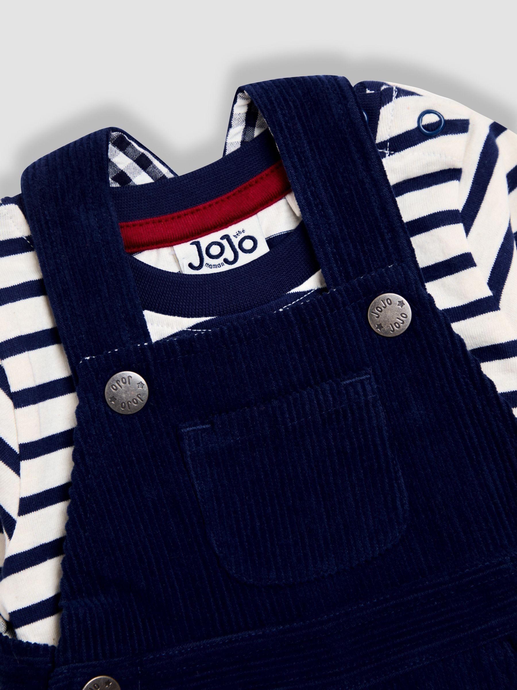 Navy Blue 2-Piece Classic Cord Dungarees & Stripe Top Set - Image 6 of 6