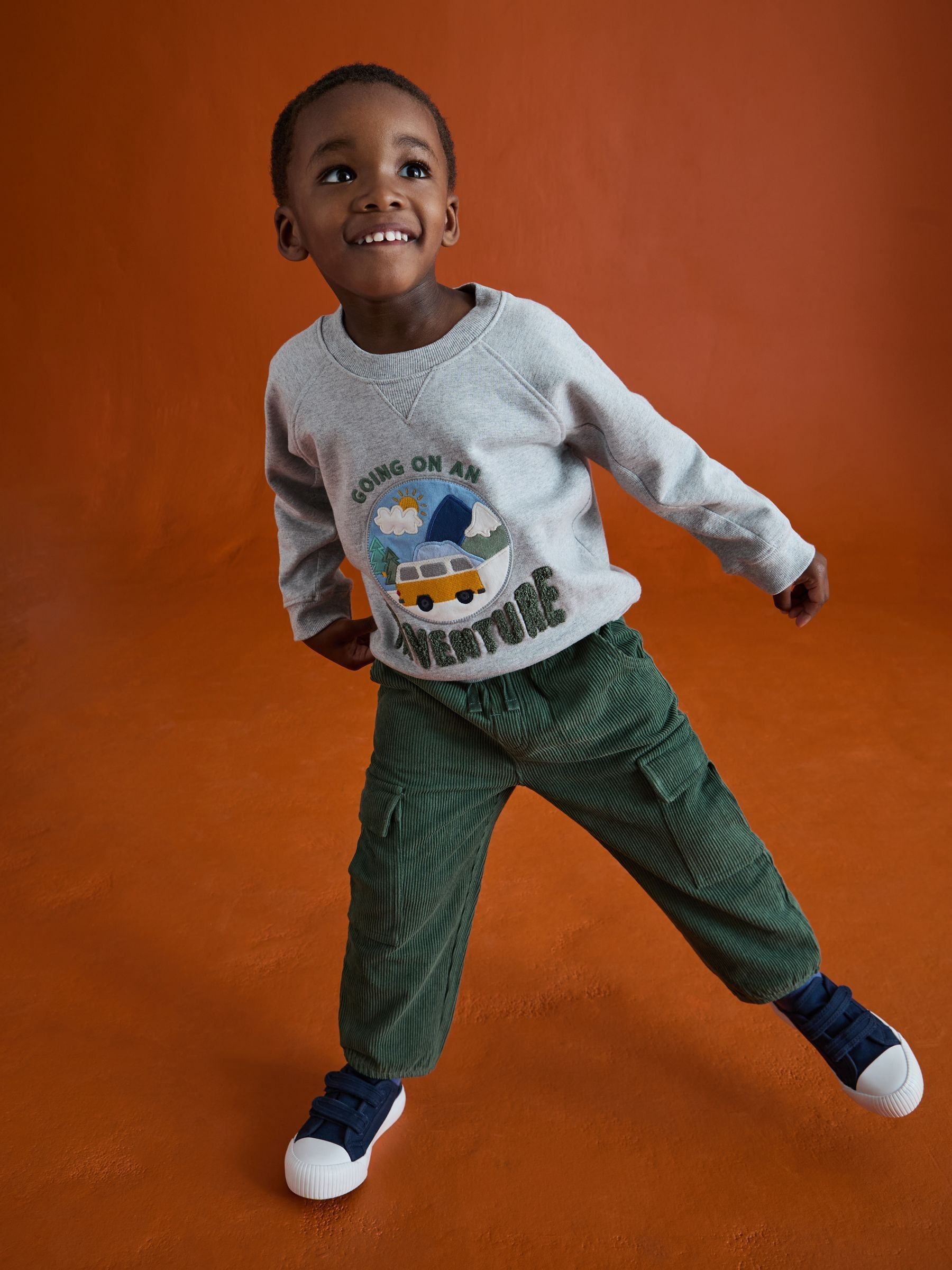 Khaki Green 2-Piece Sweatshirt & Cord Cargo Set - Image 10 of 10