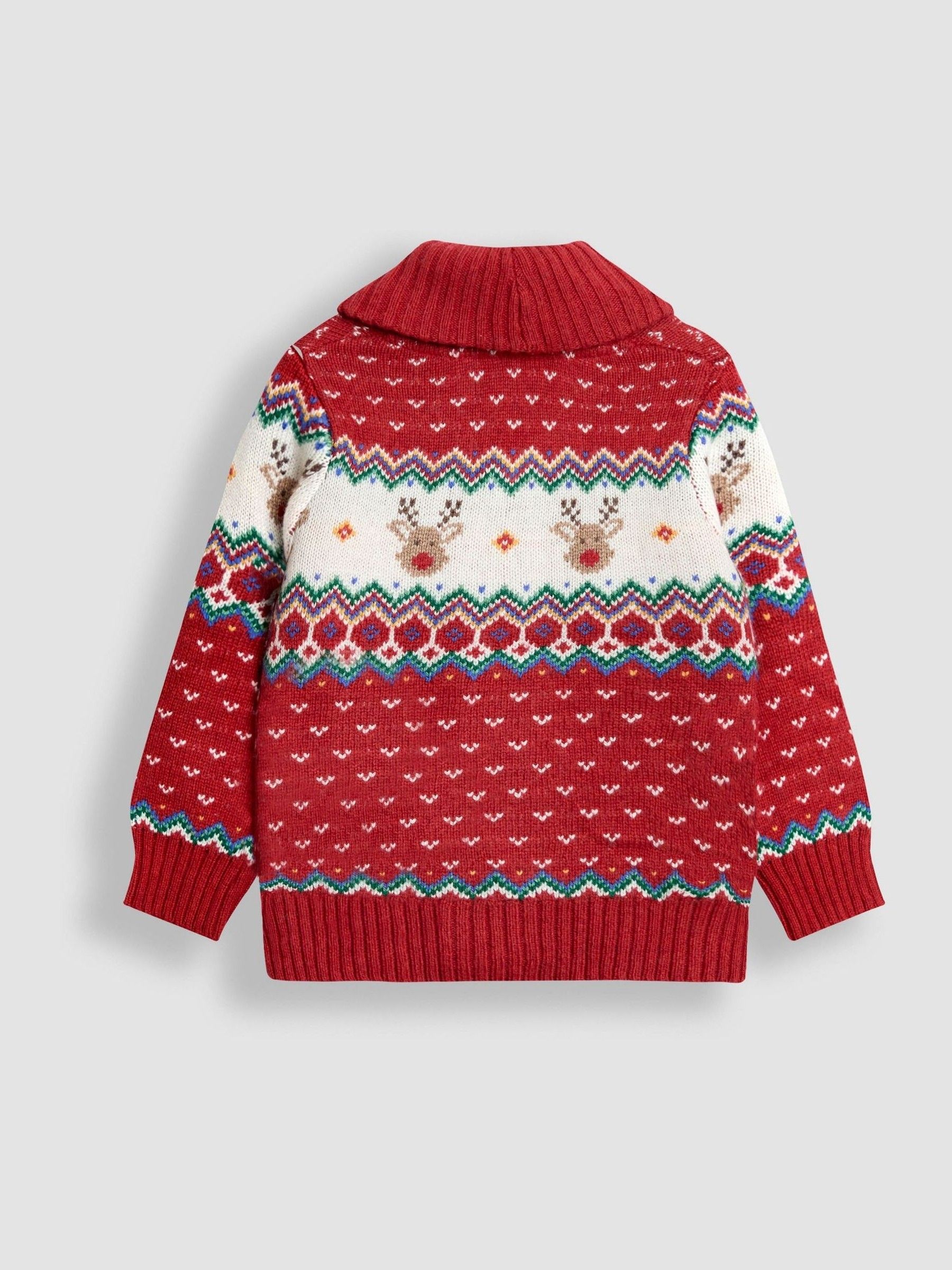 Red Reindeer Fair Isle Knitted Cardigan - Image 2 of 3