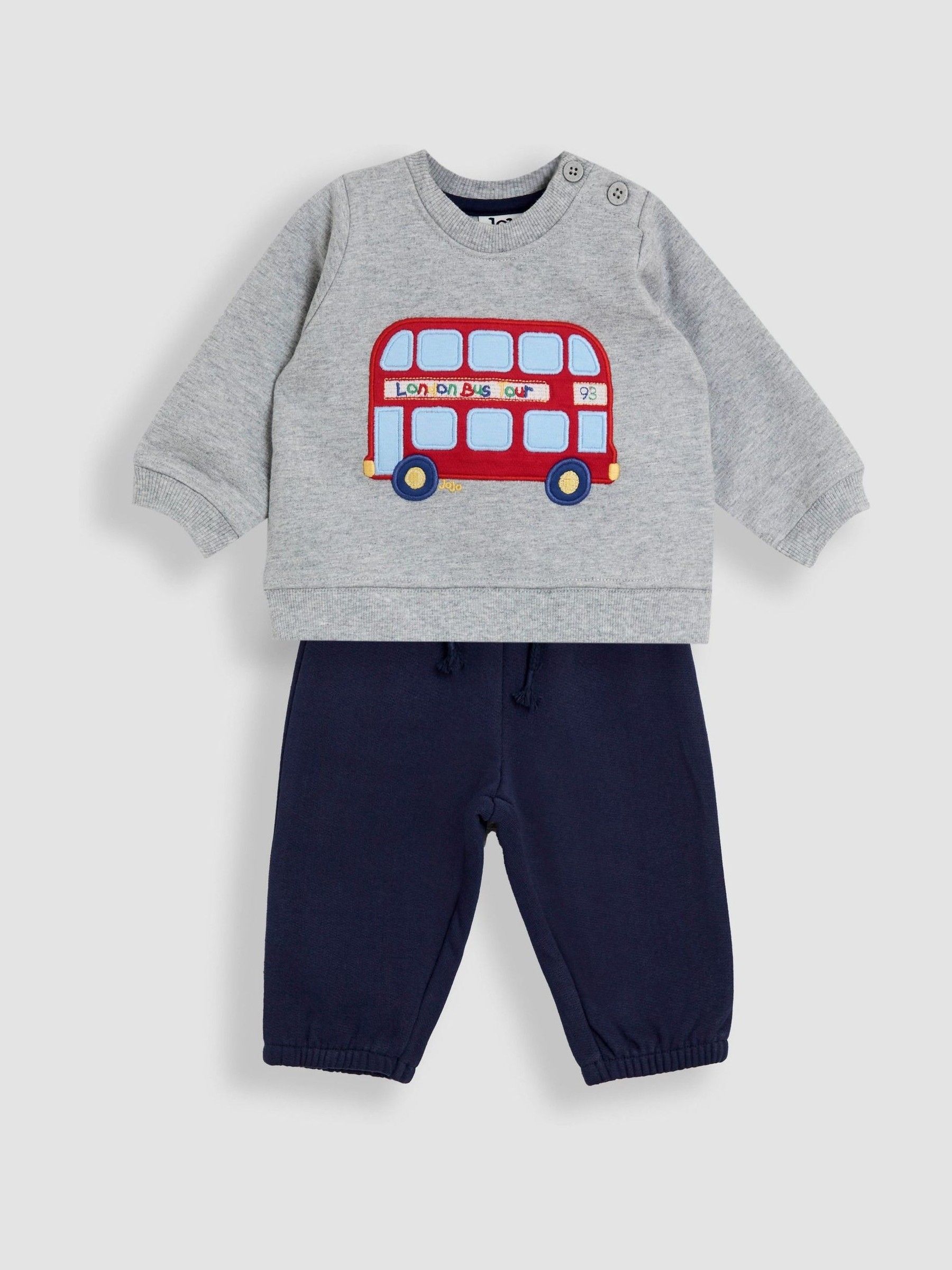 Grey London Bus 2-Piece Appliqué Sweatshirt & Joggers Set - Image 1 of 6